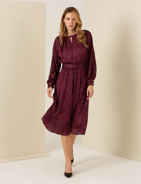 Bordo Dokuma Elbise - 50257478012