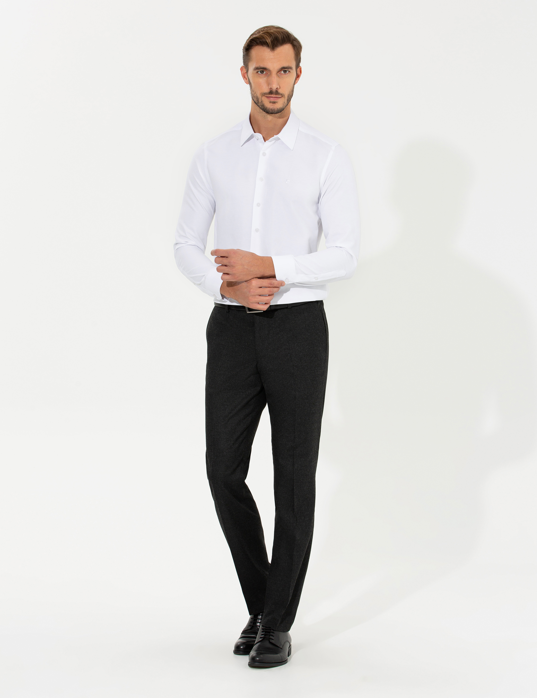 Beyaz Slim Fit Uzun Kollu Gömlek - Image 4