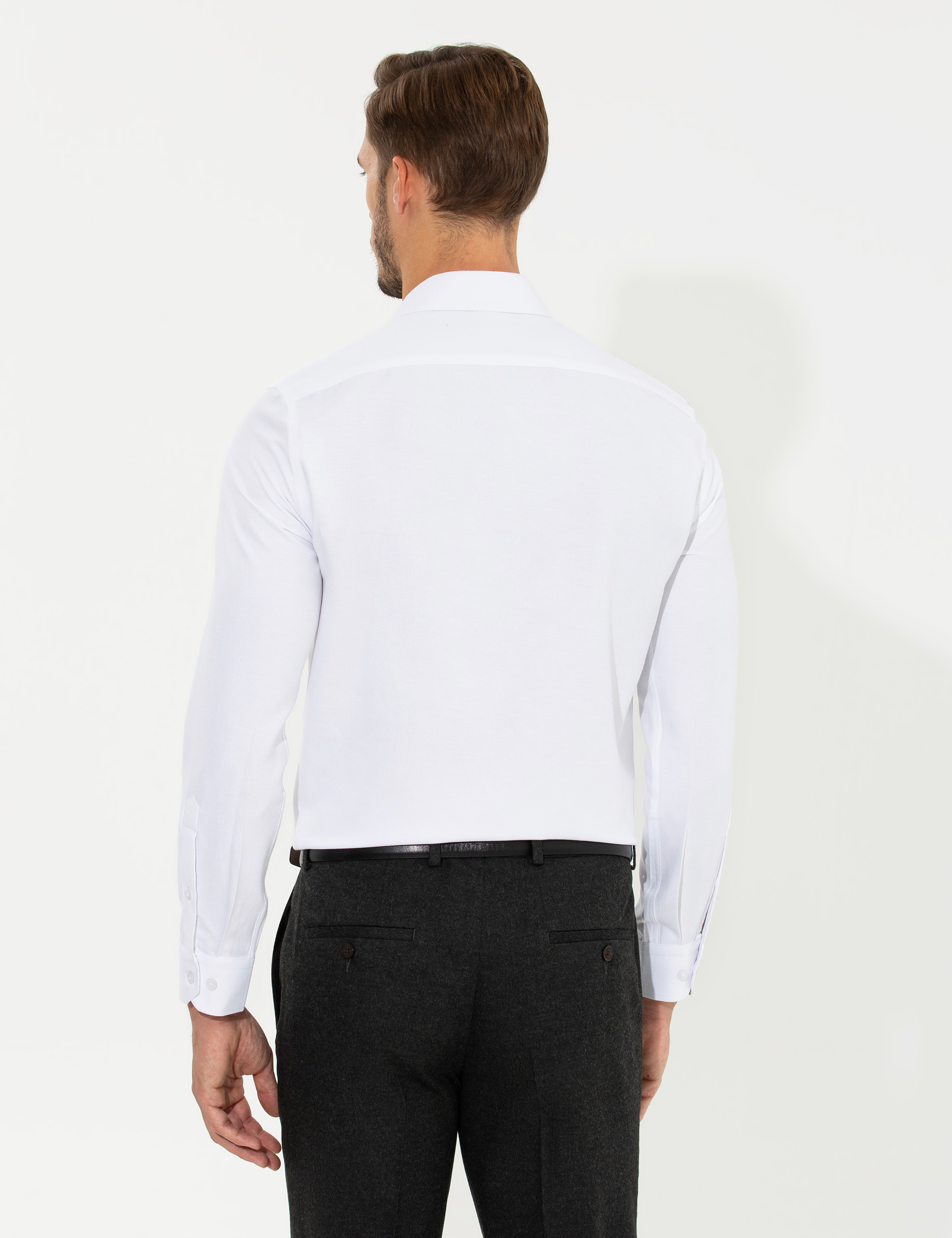 Beyaz Slim Fit Uzun Kollu Gömlek