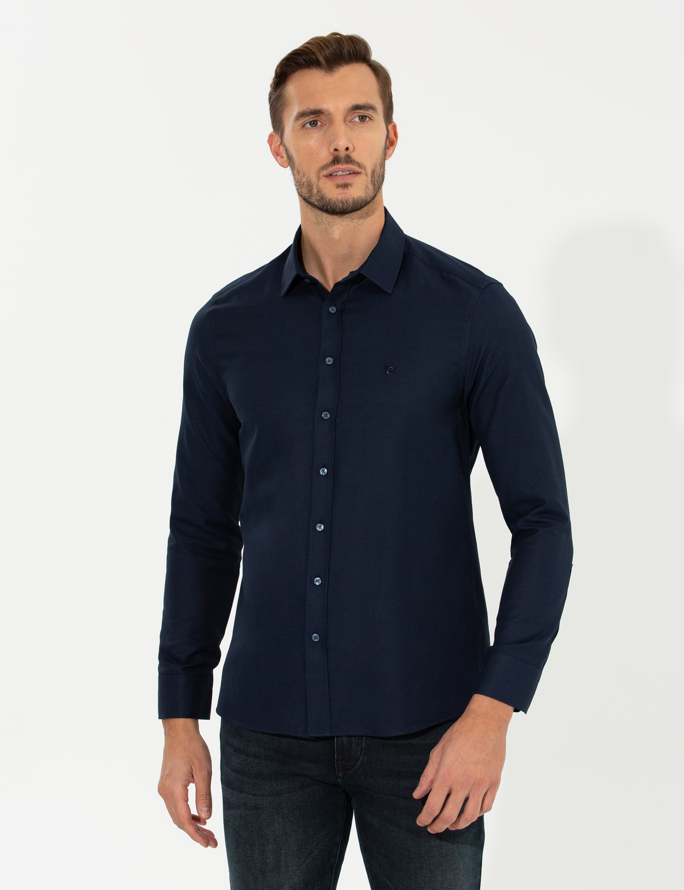 Lacivert Slim Fit Oxford Gömlek