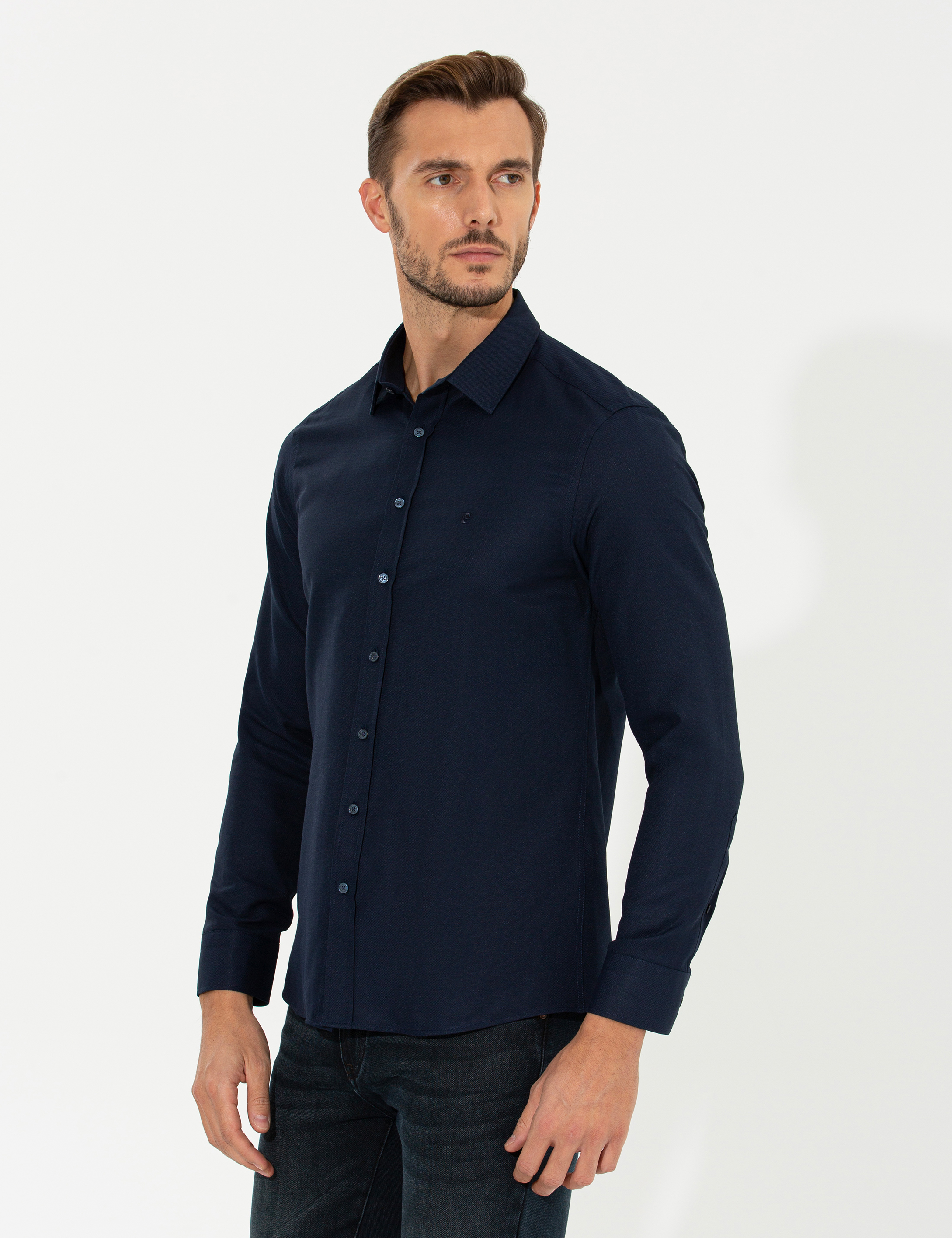 Lacivert Slim Fit Oxford Gömlek - Image 2