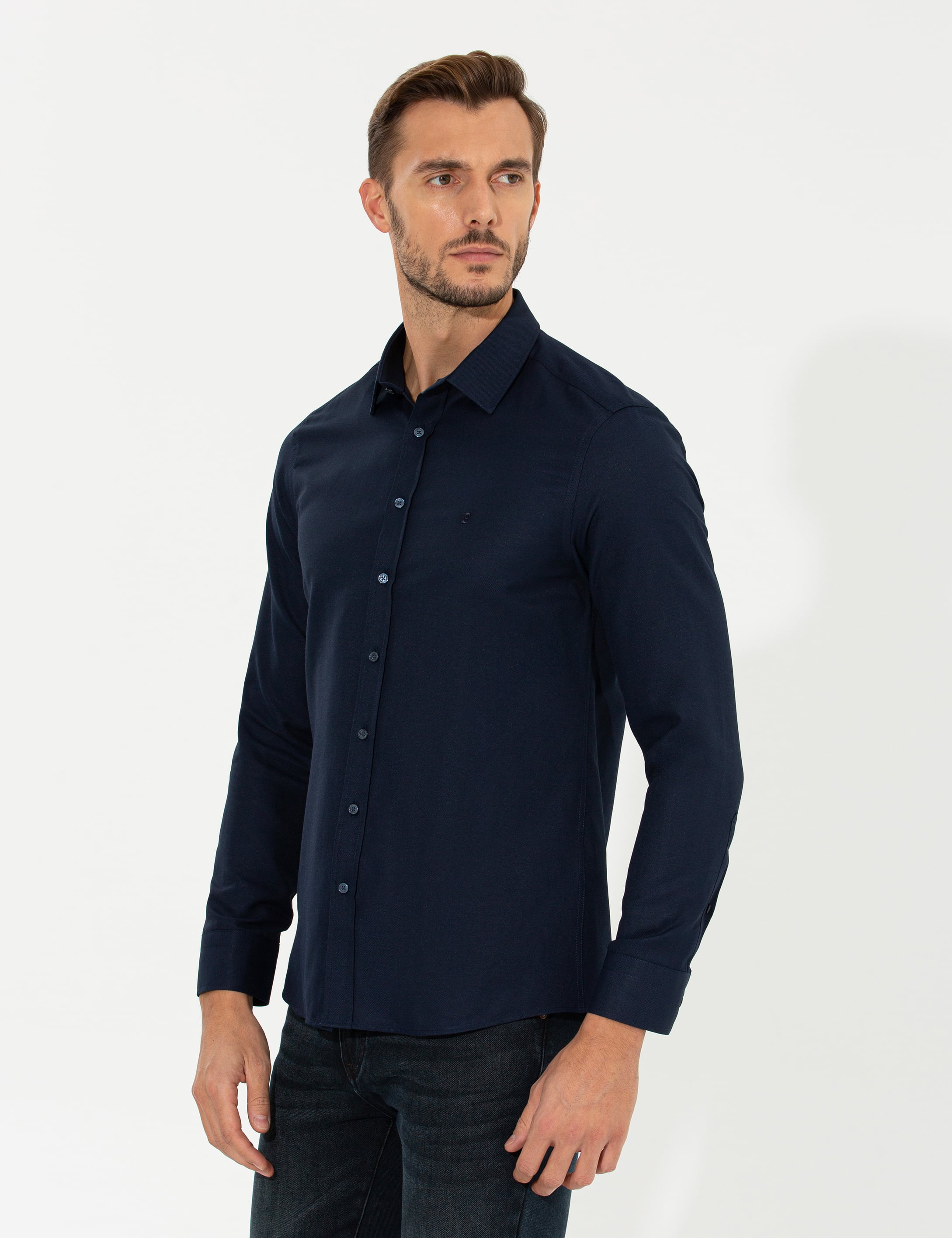 Lacivert Slim Fit Oxford Gömlek