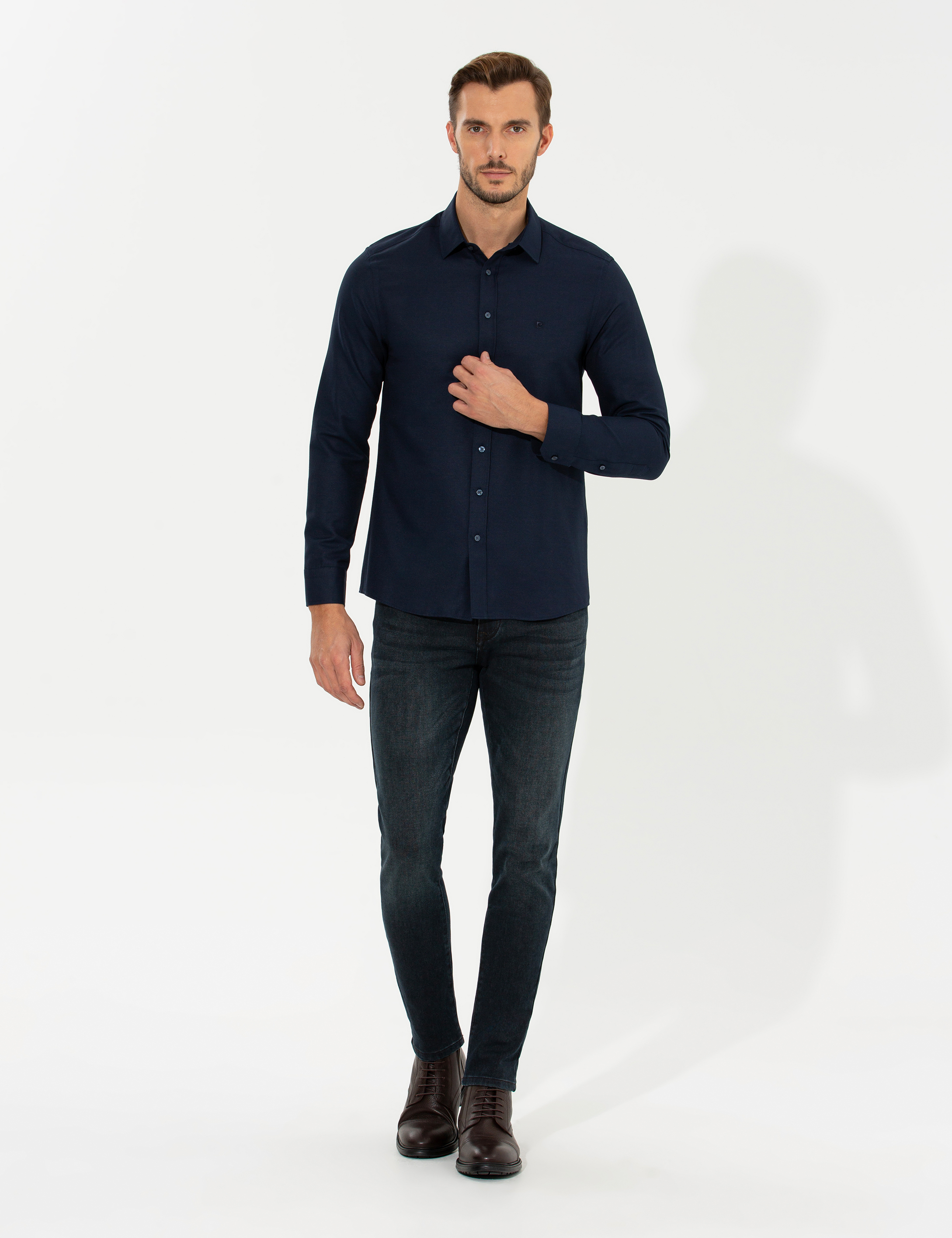 Lacivert Slim Fit Oxford Gömlek - Image 3