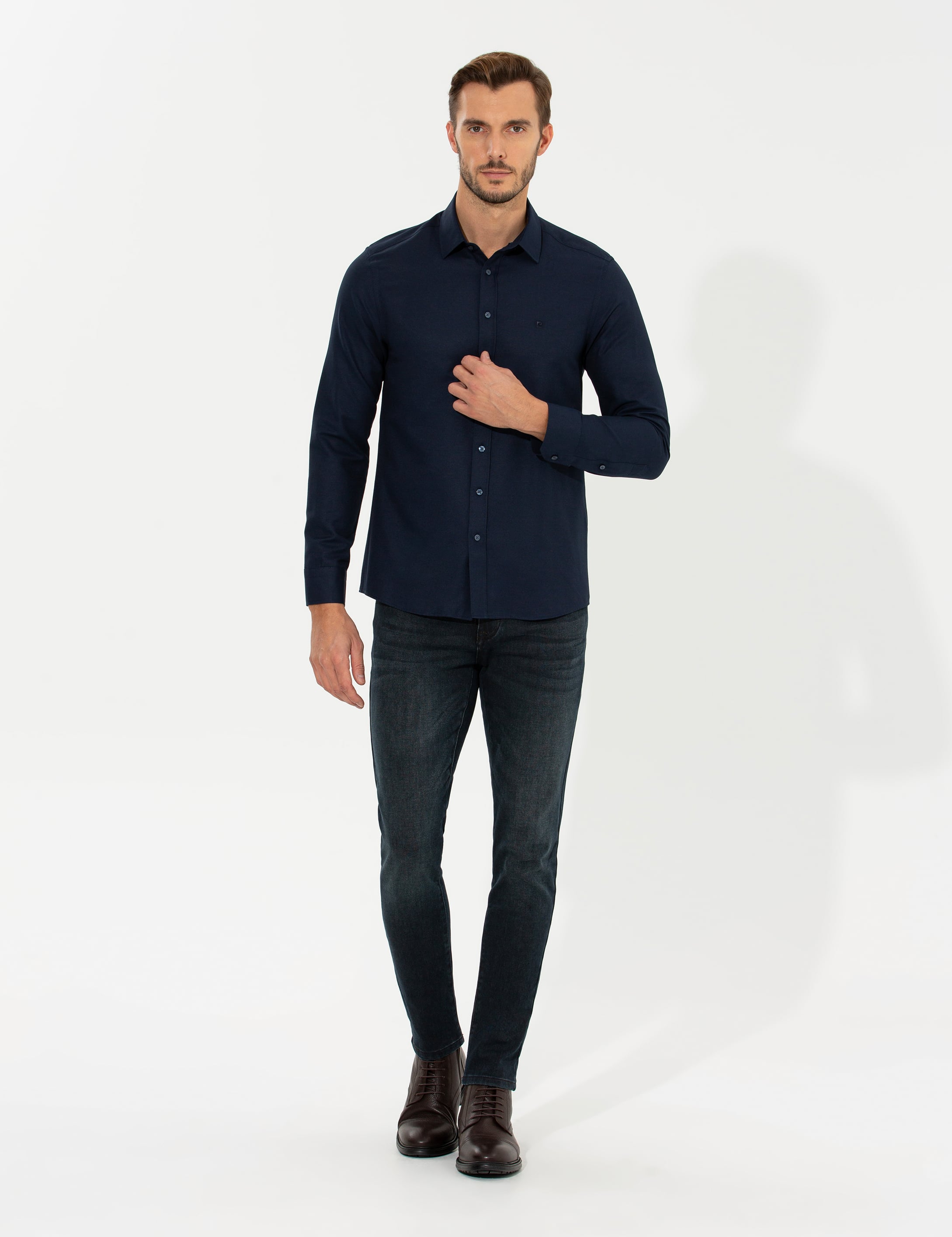 Lacivert Slim Fit Oxford Gömlek