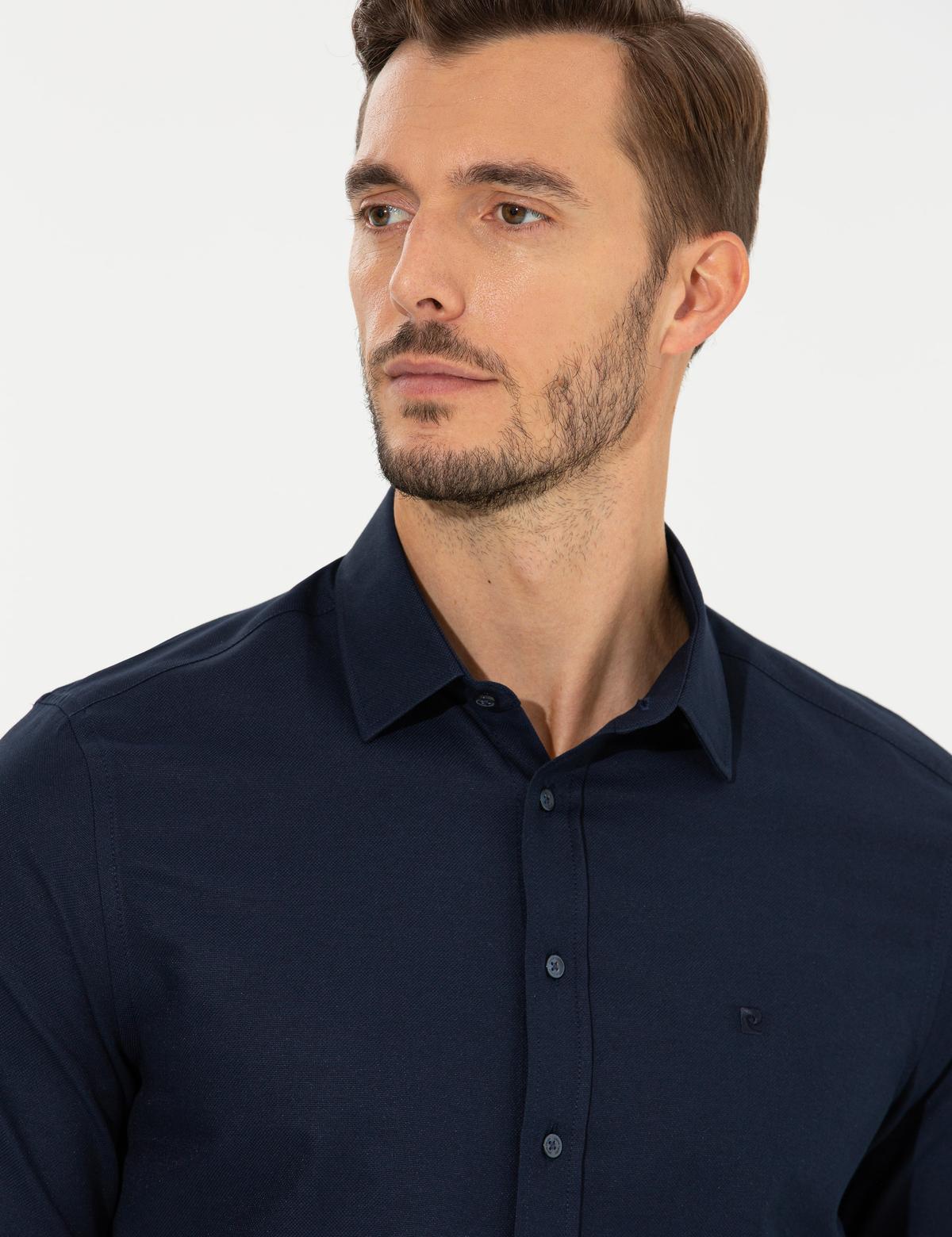 Lacivert Slim Fit Oxford Gömlek