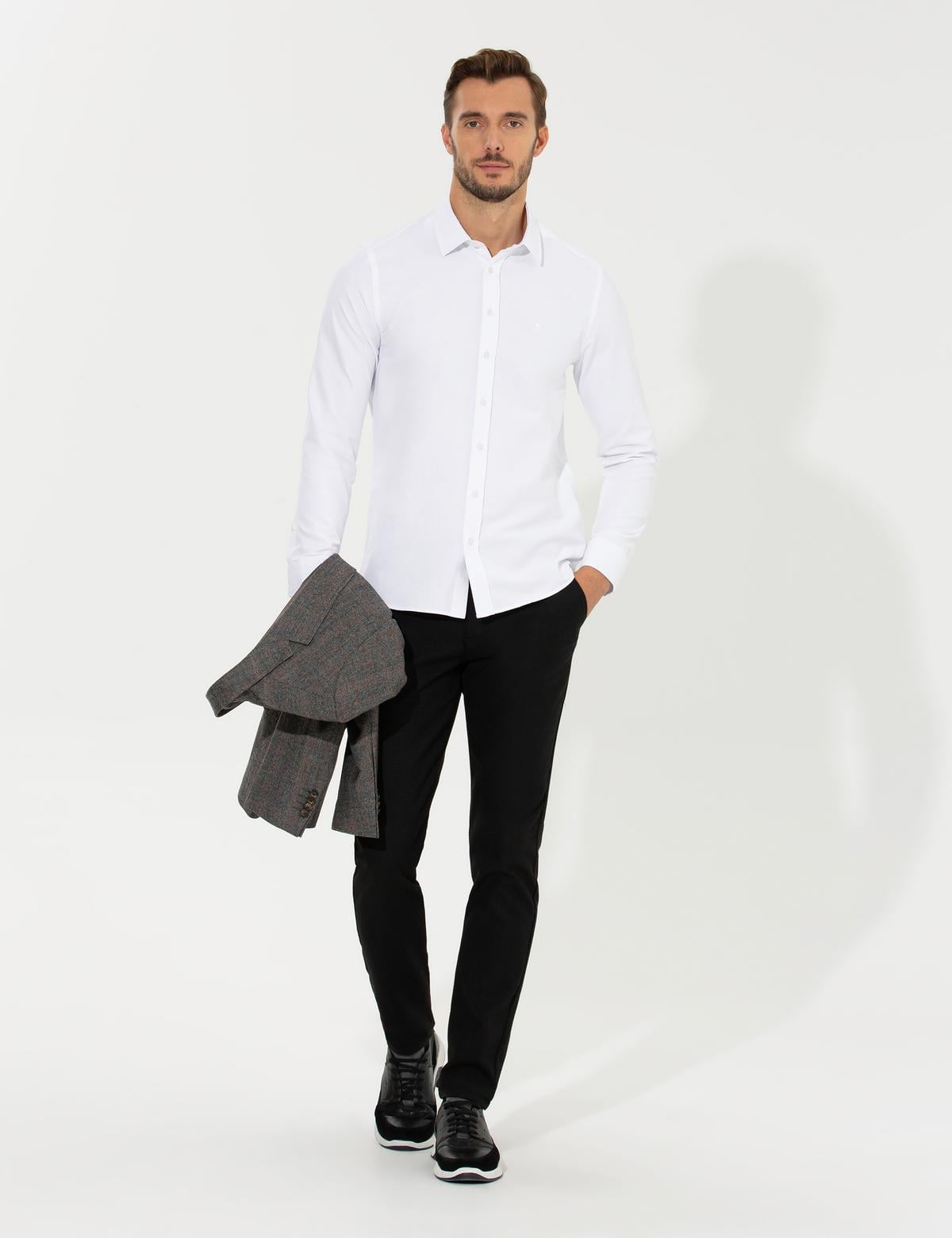 Beyaz Slim Fit Oxford Gömlek