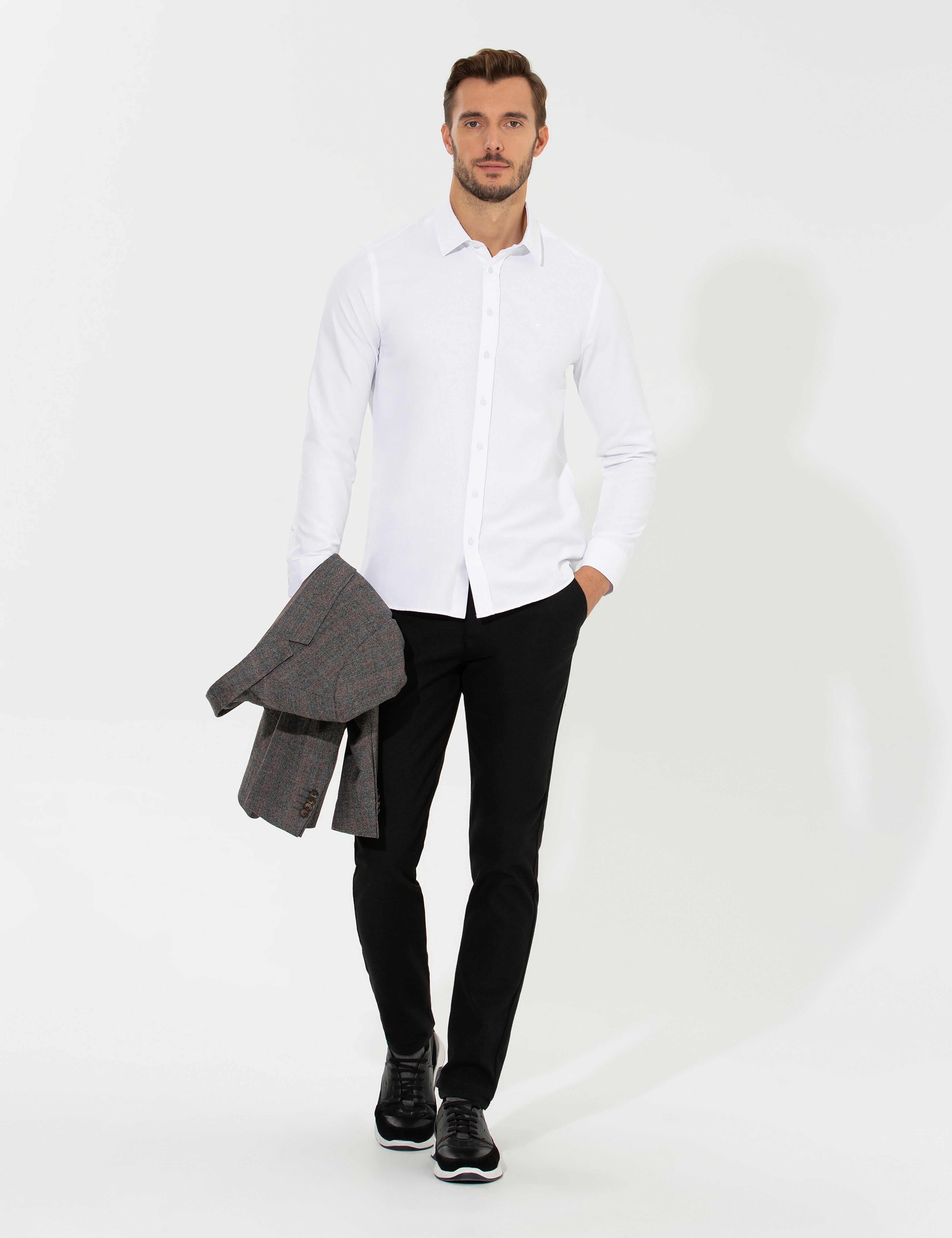 Beyaz Slim Fit Oxford Gömlek - Image 1