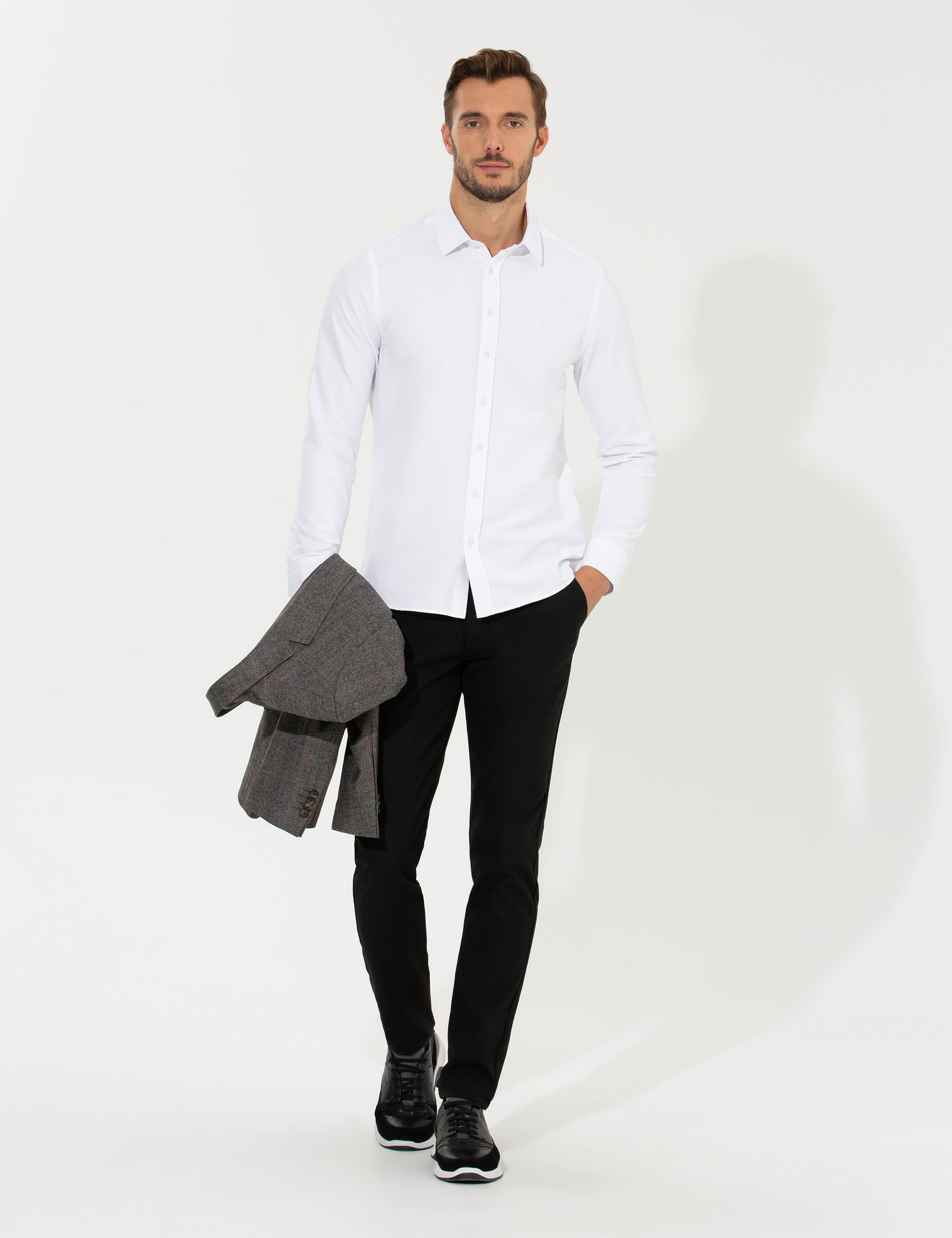 Beyaz Slim Fit Oxford Gömlek