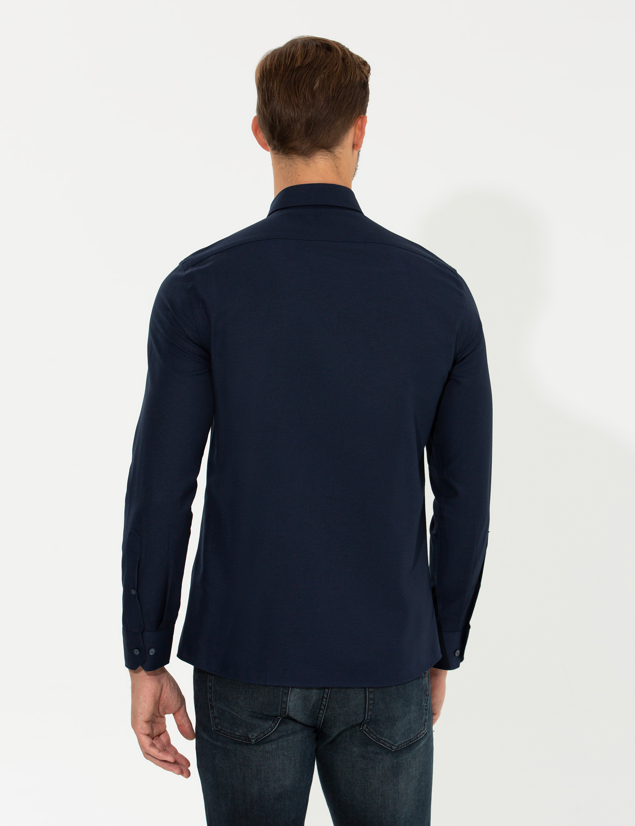 Lacivert Slim Fit Oxford Gömlek - Image 5