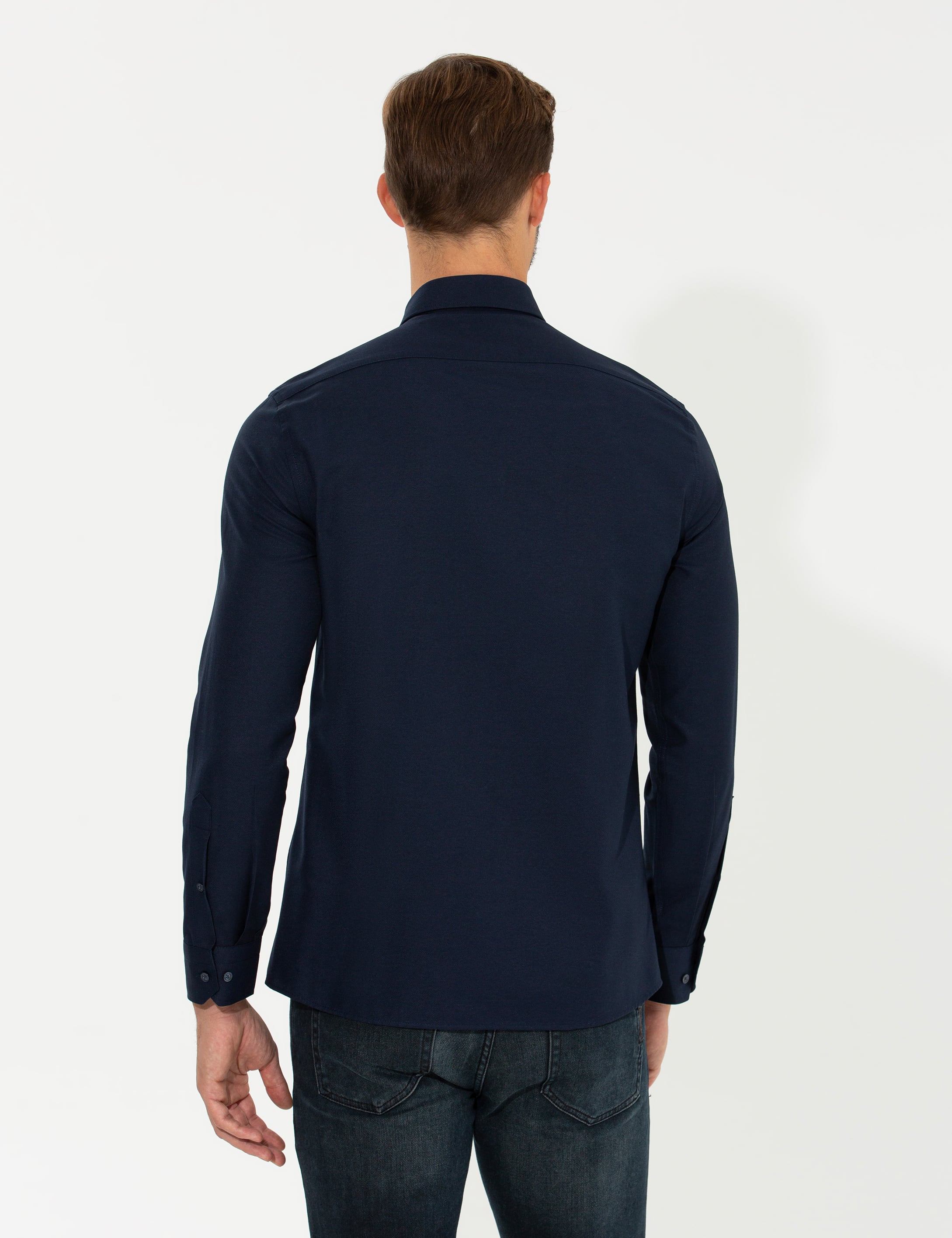 Lacivert Slim Fit Oxford Gömlek