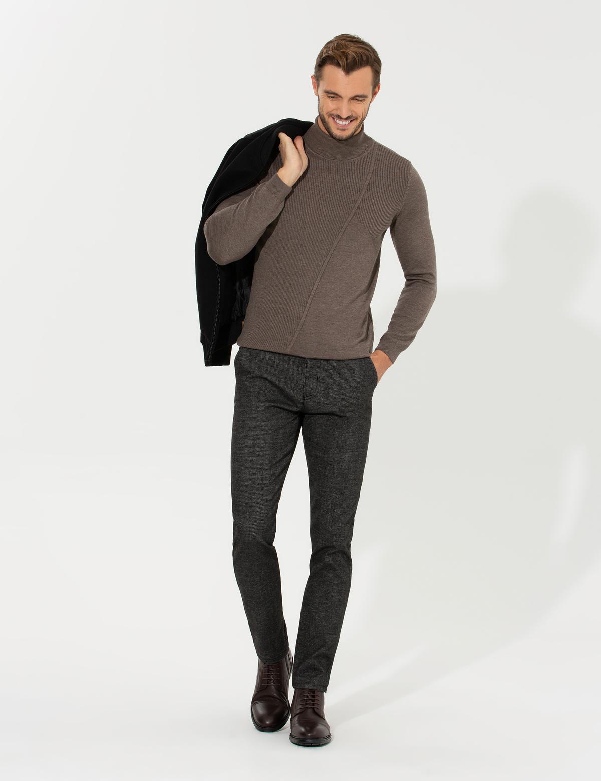 Antrasit Slim Fit Kanvas Pantolon