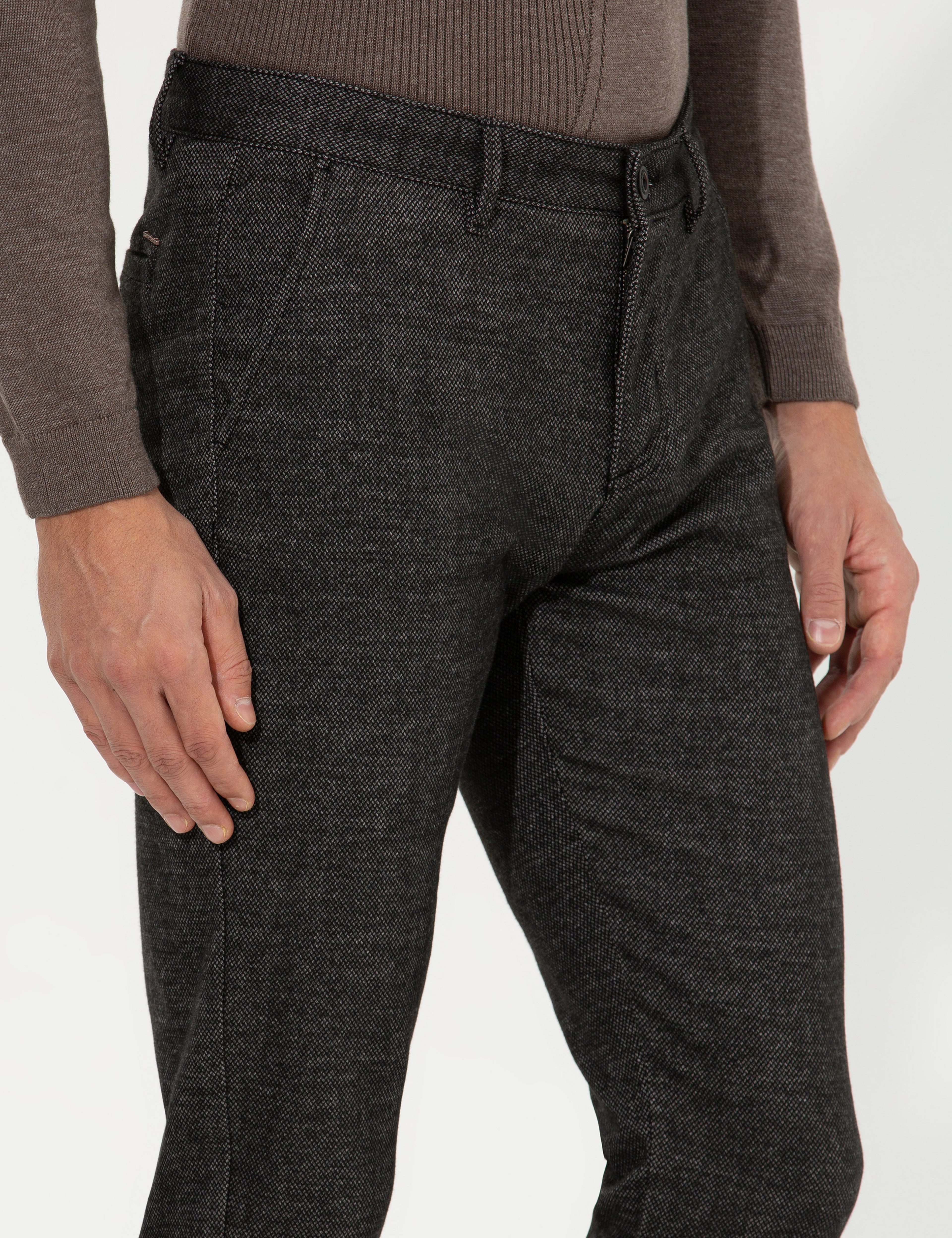 Antrasit Slim Fit Kanvas Pantolon - Image 6