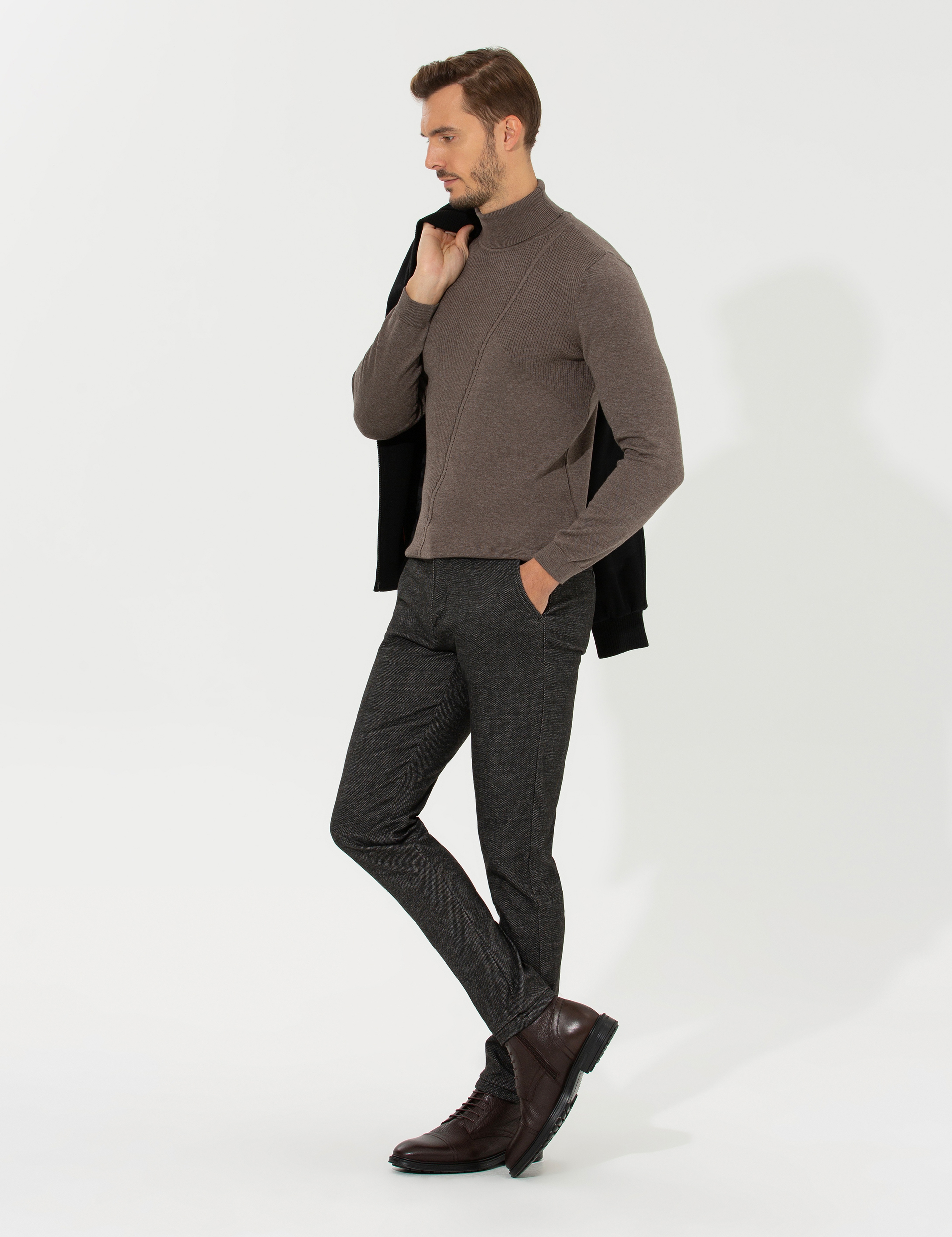 Antrasit Slim Fit Kanvas Pantolon - Image 3