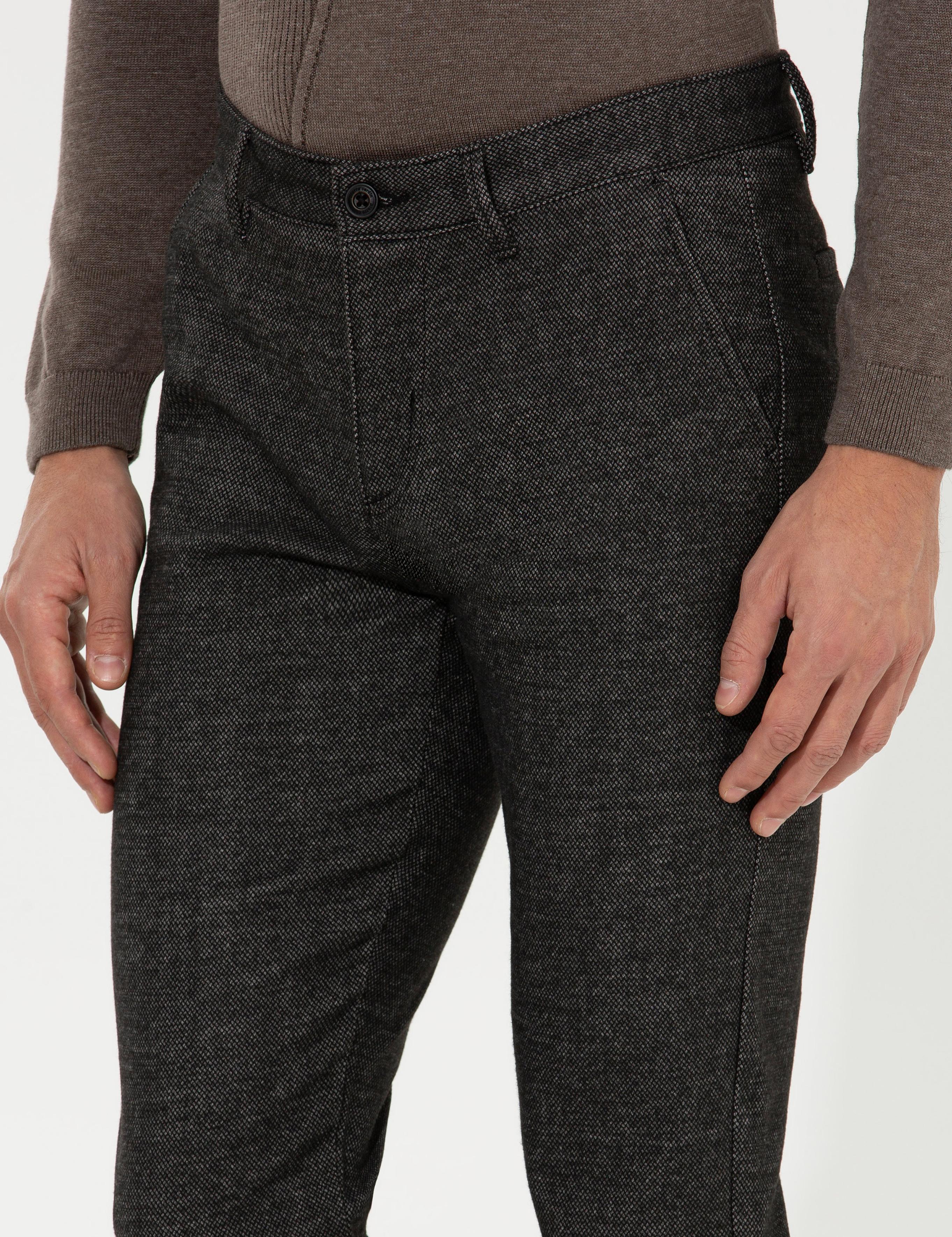 Antrasit Slim Fit Kanvas Pantolon