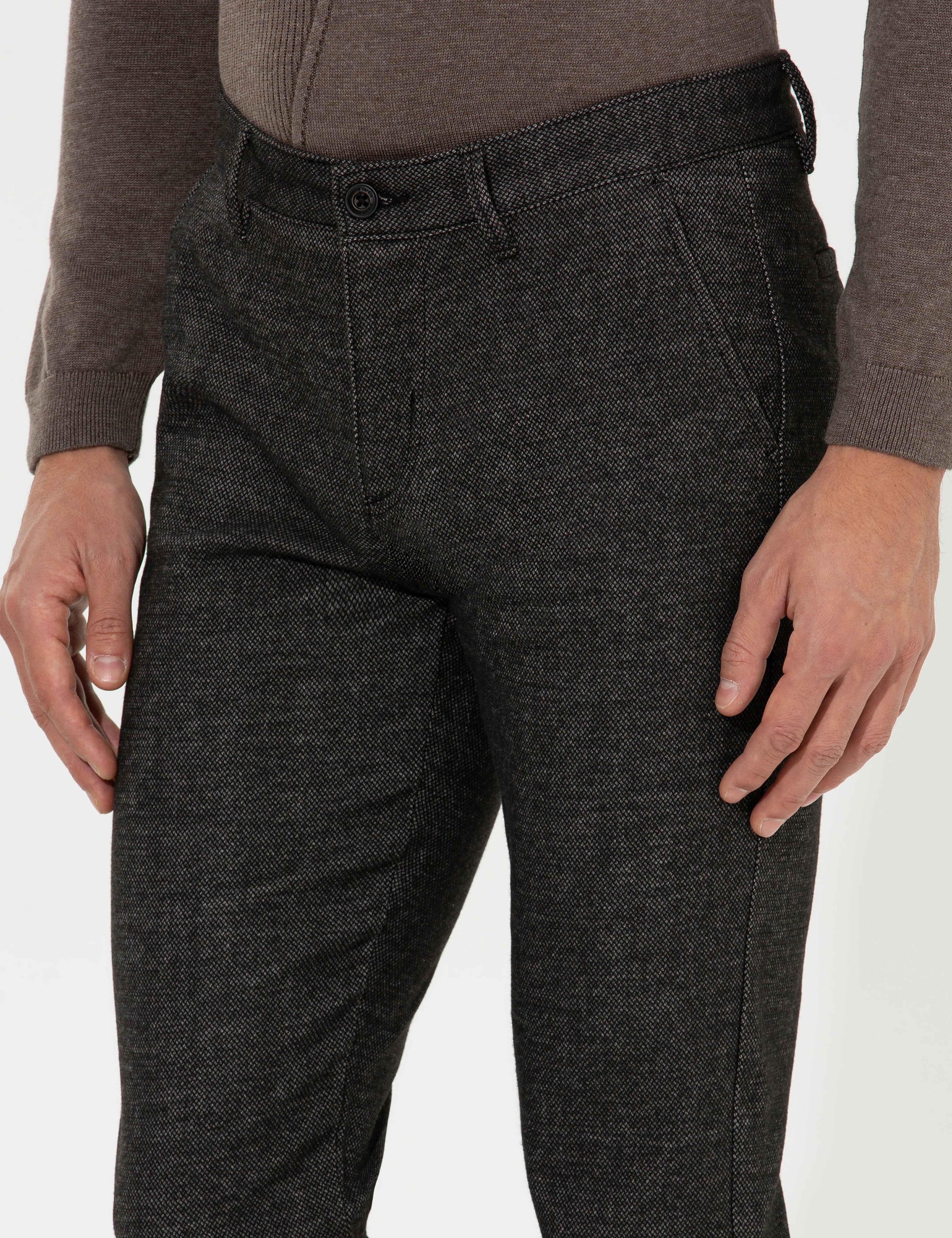 Antrasit Slim Fit Kanvas Pantolon
