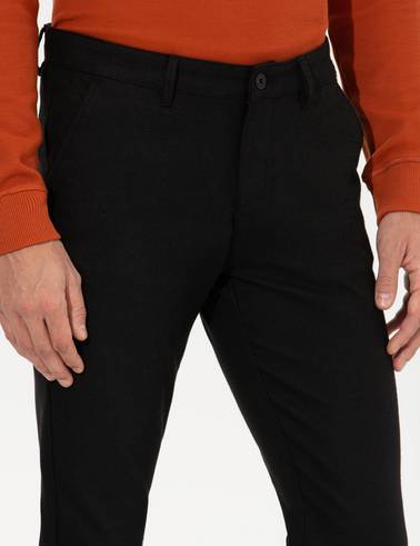 Siyah Slim Fit Kanvas Pantolon