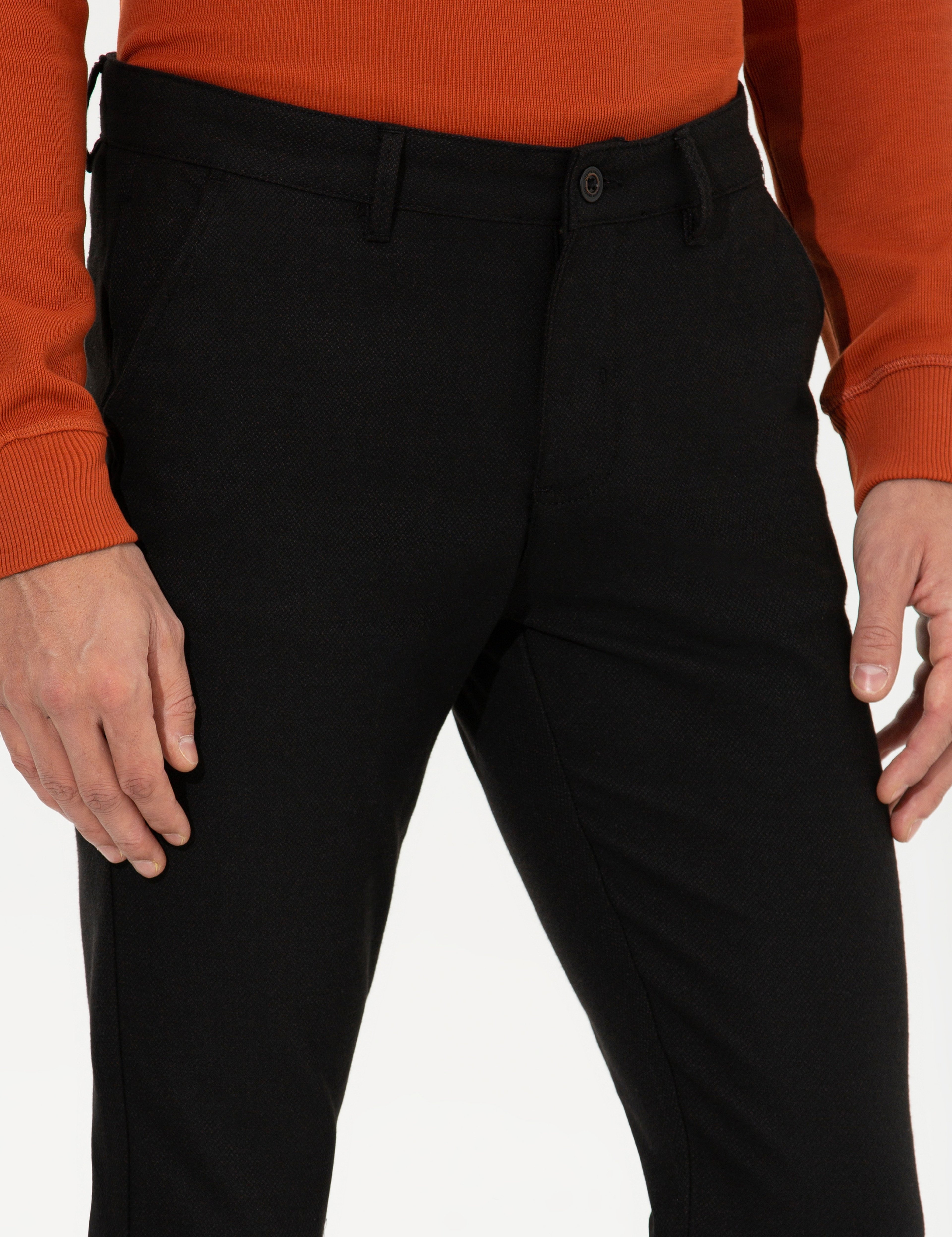 Siyah Slim Fit Kanvas Pantolon