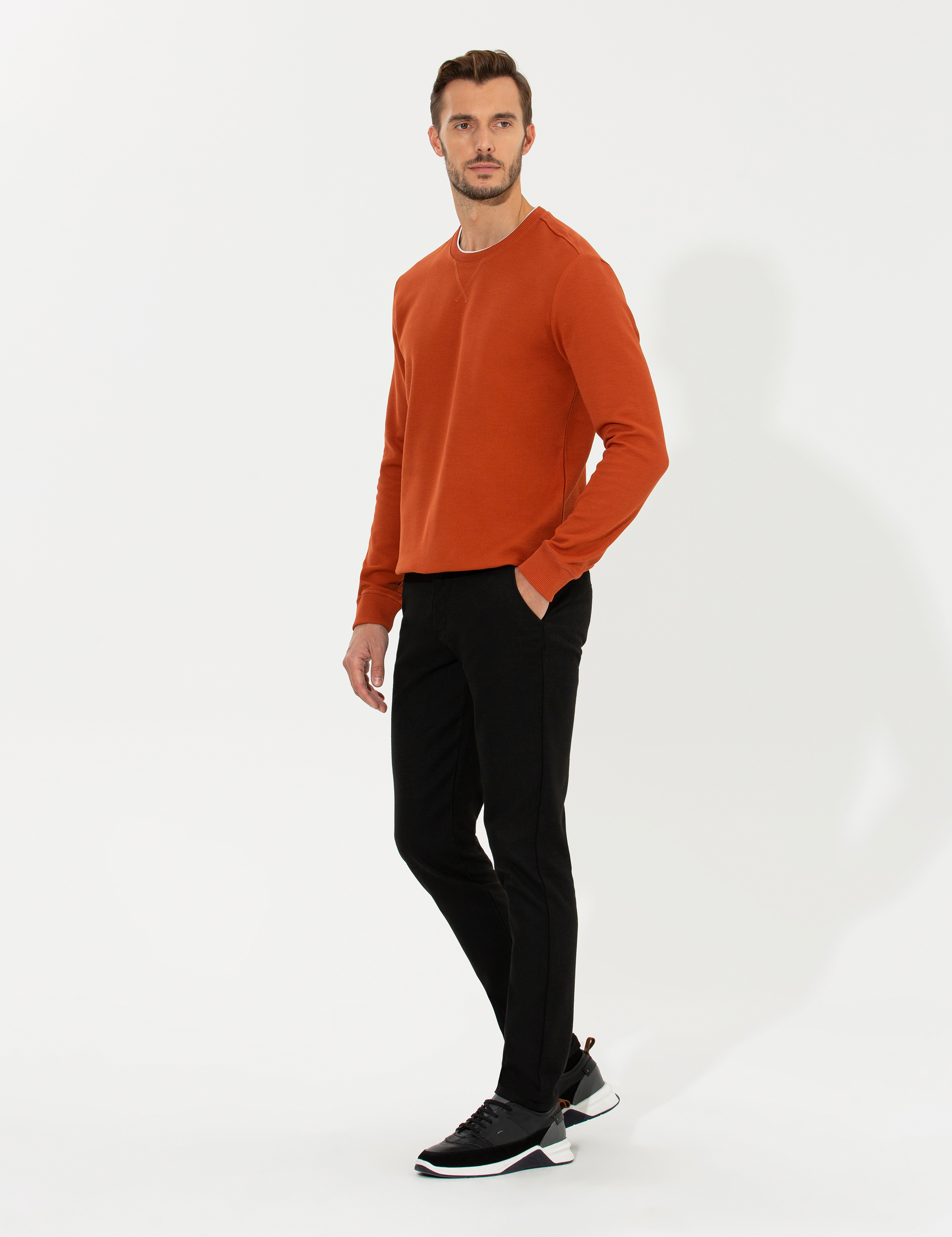 Siyah Slim Fit Kanvas Pantolon - Image 3