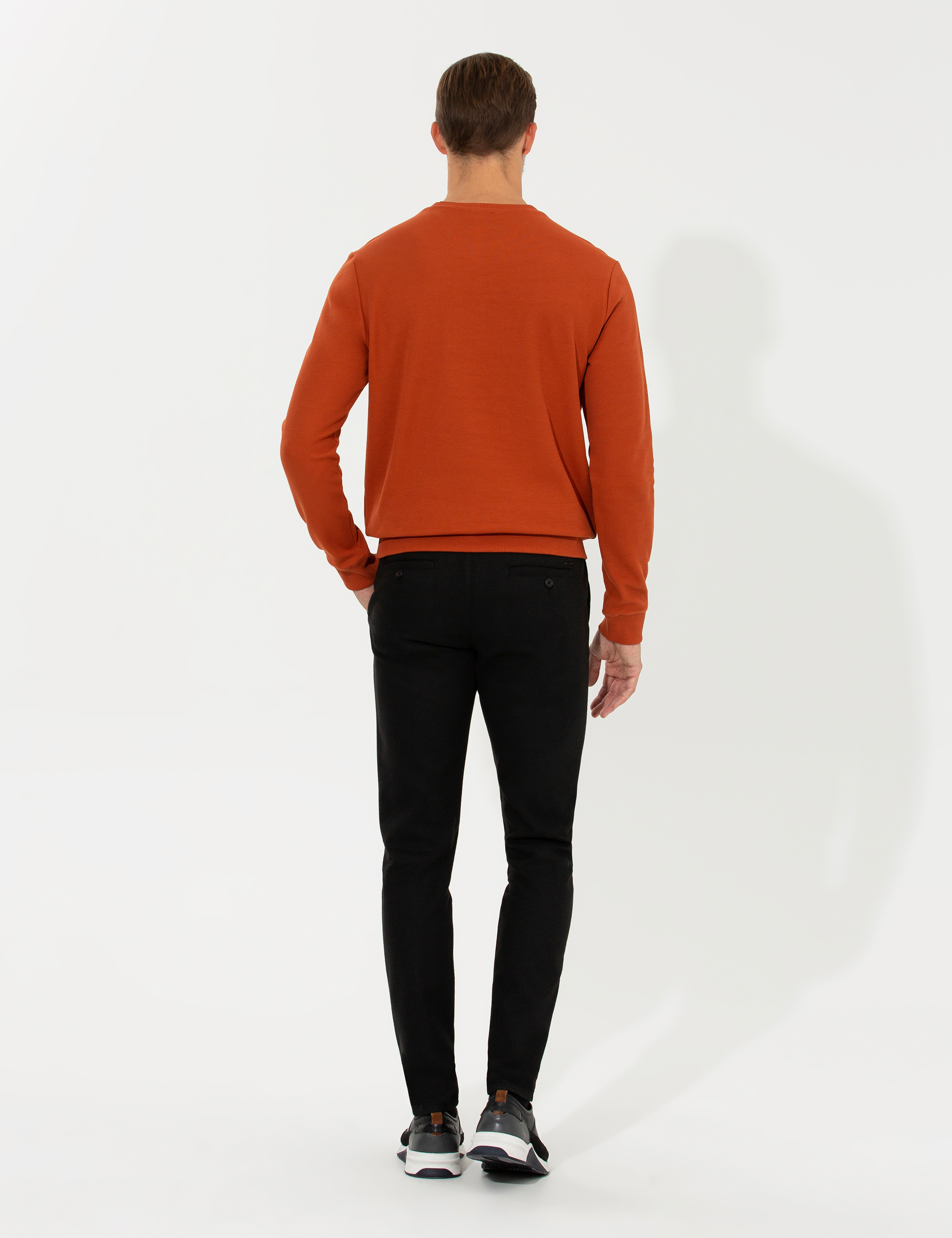 Siyah Slim Fit Kanvas Pantolon - Image 4