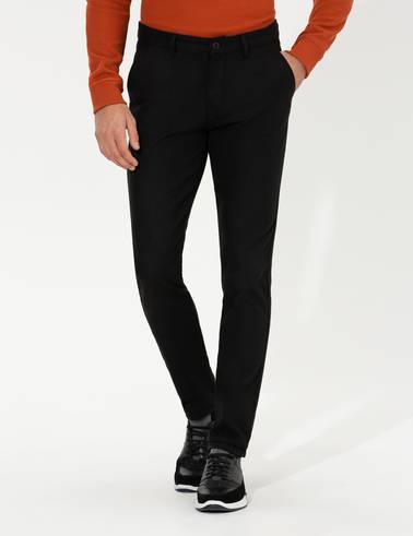 Siyah Slim Fit Kanvas Pantolon