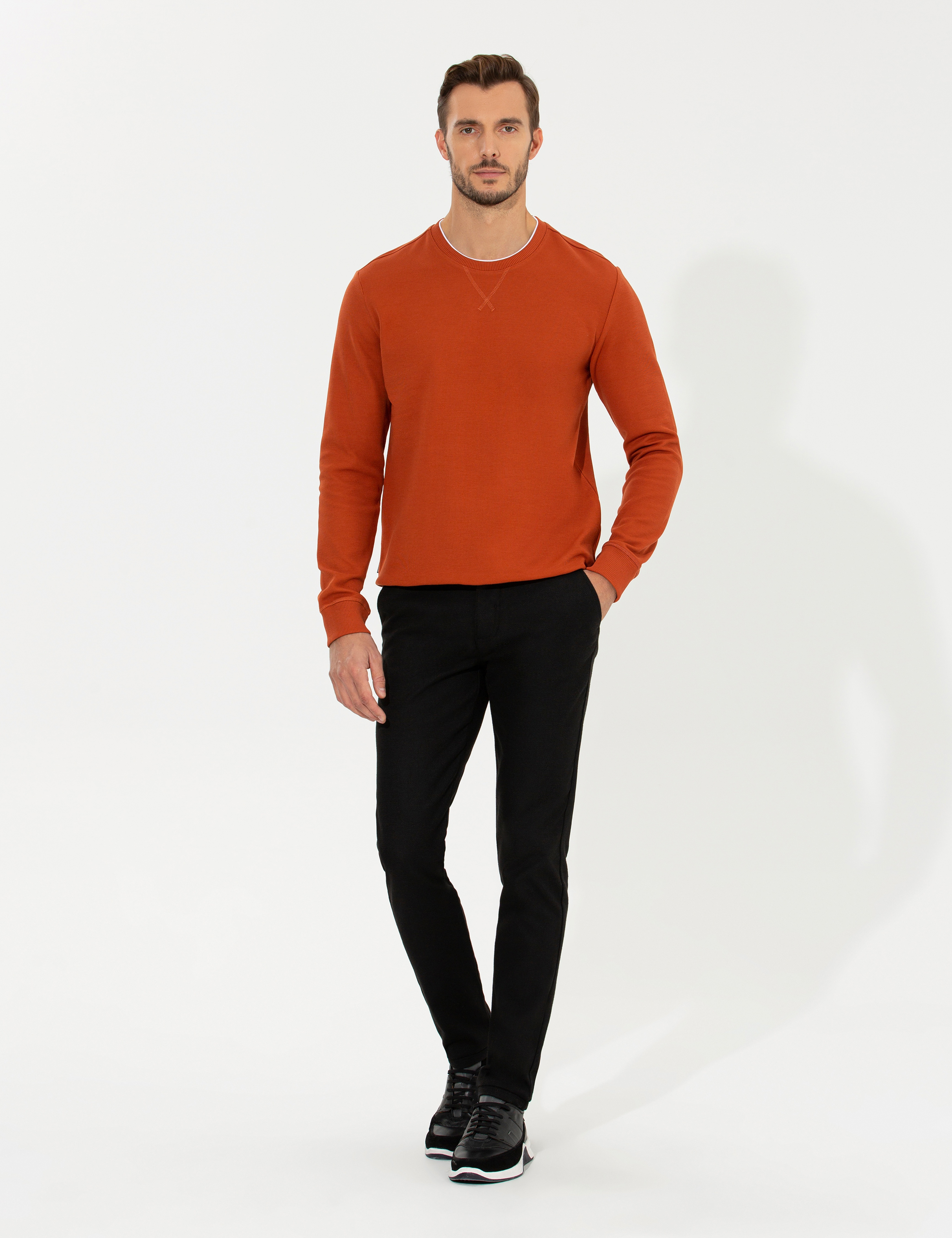 Siyah Slim Fit Kanvas Pantolon - Image 1