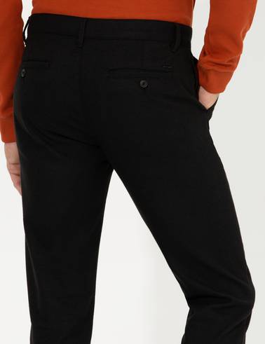 Siyah Slim Fit Kanvas Pantolon