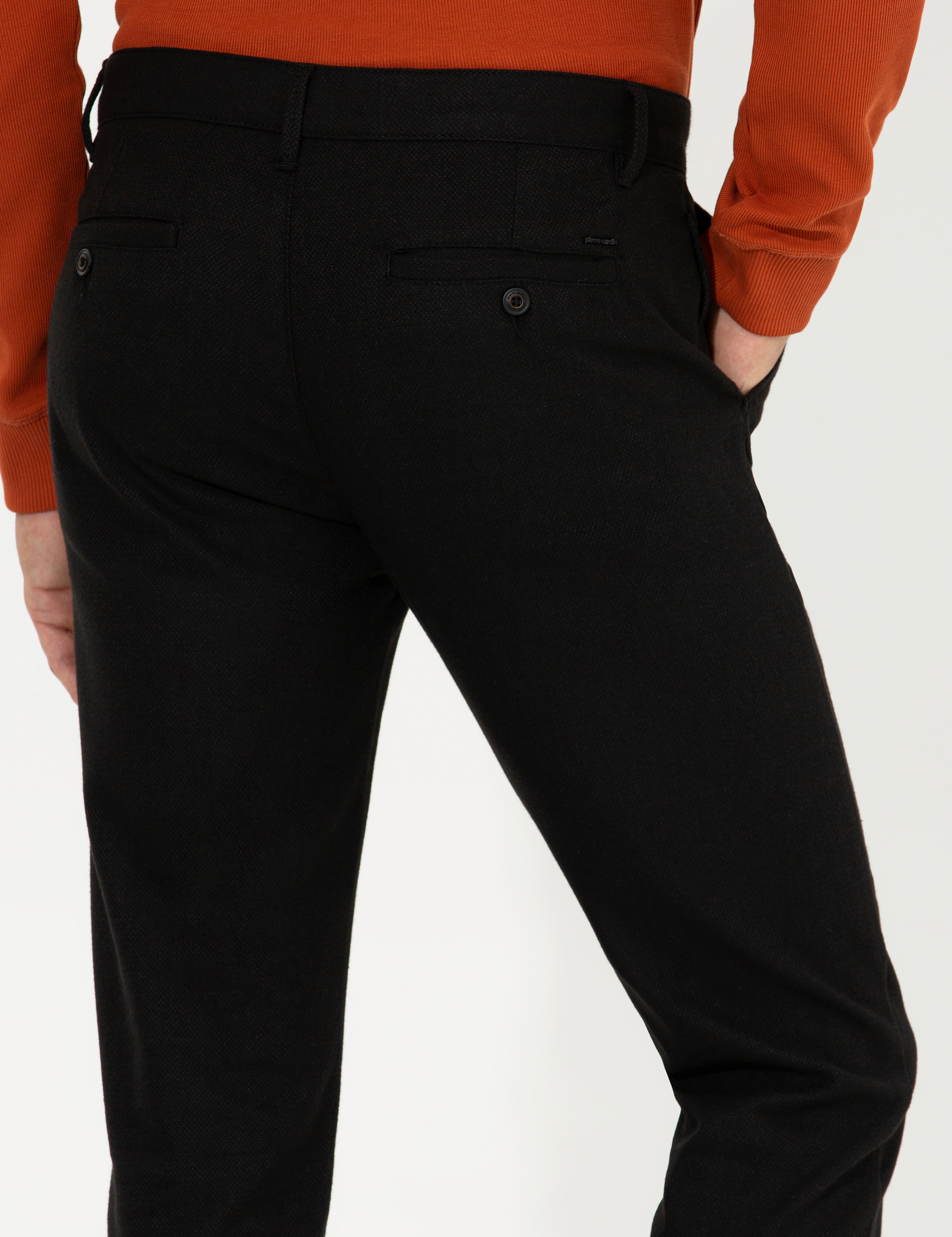 Siyah Slim Fit Kanvas Pantolon - Image 7