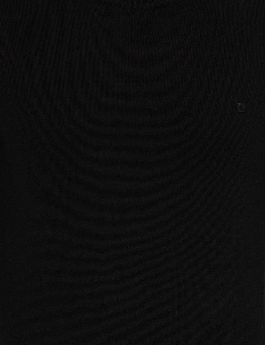 Siyah Slim Fit Bisiklet Yaka Basic Triko Kazak