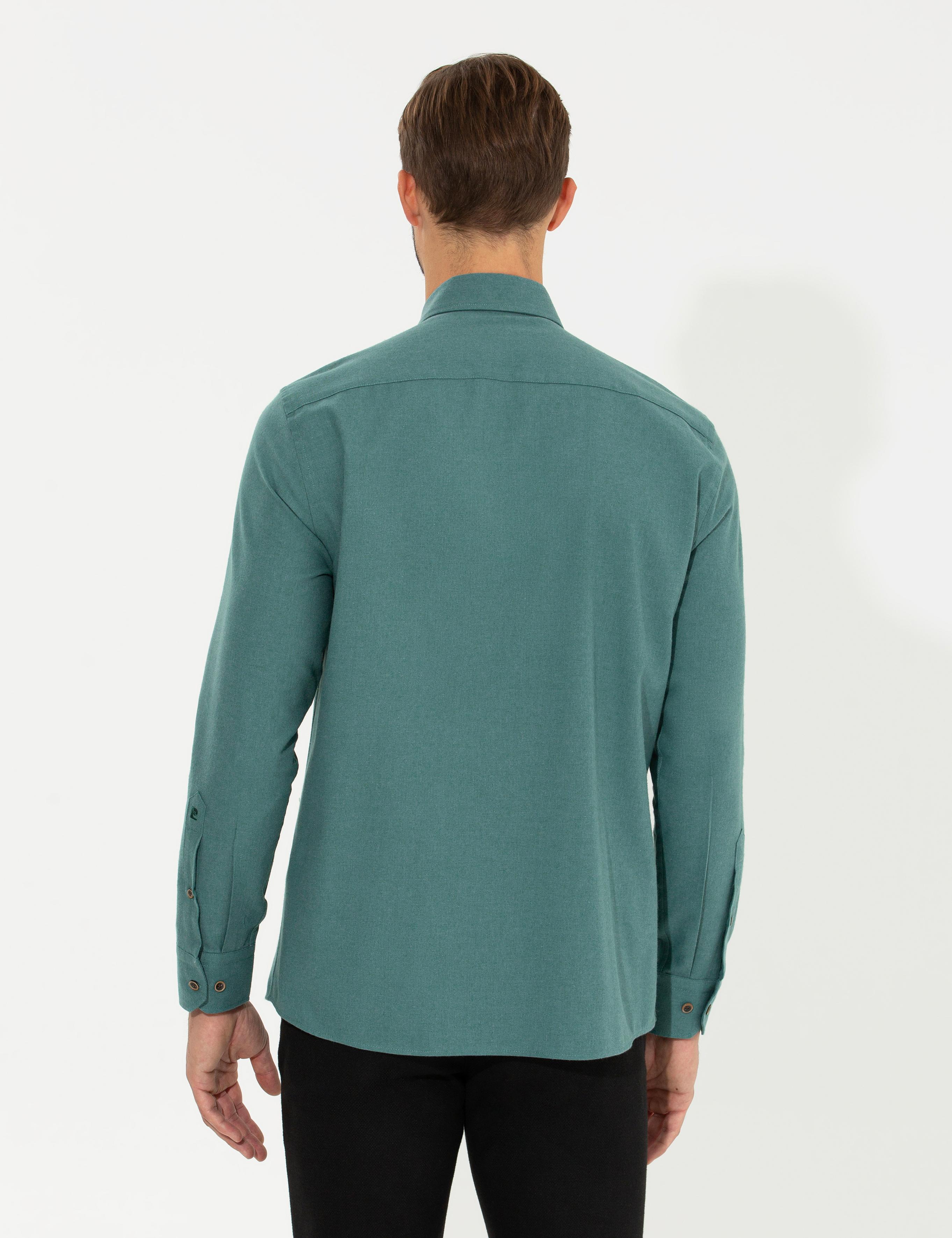 Yeşil Regular Fit Uzun Kollu Gömlek