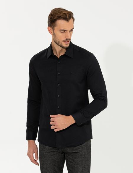 Siyah Slim Fit Uzun Kollu Gömlek - 50259517026