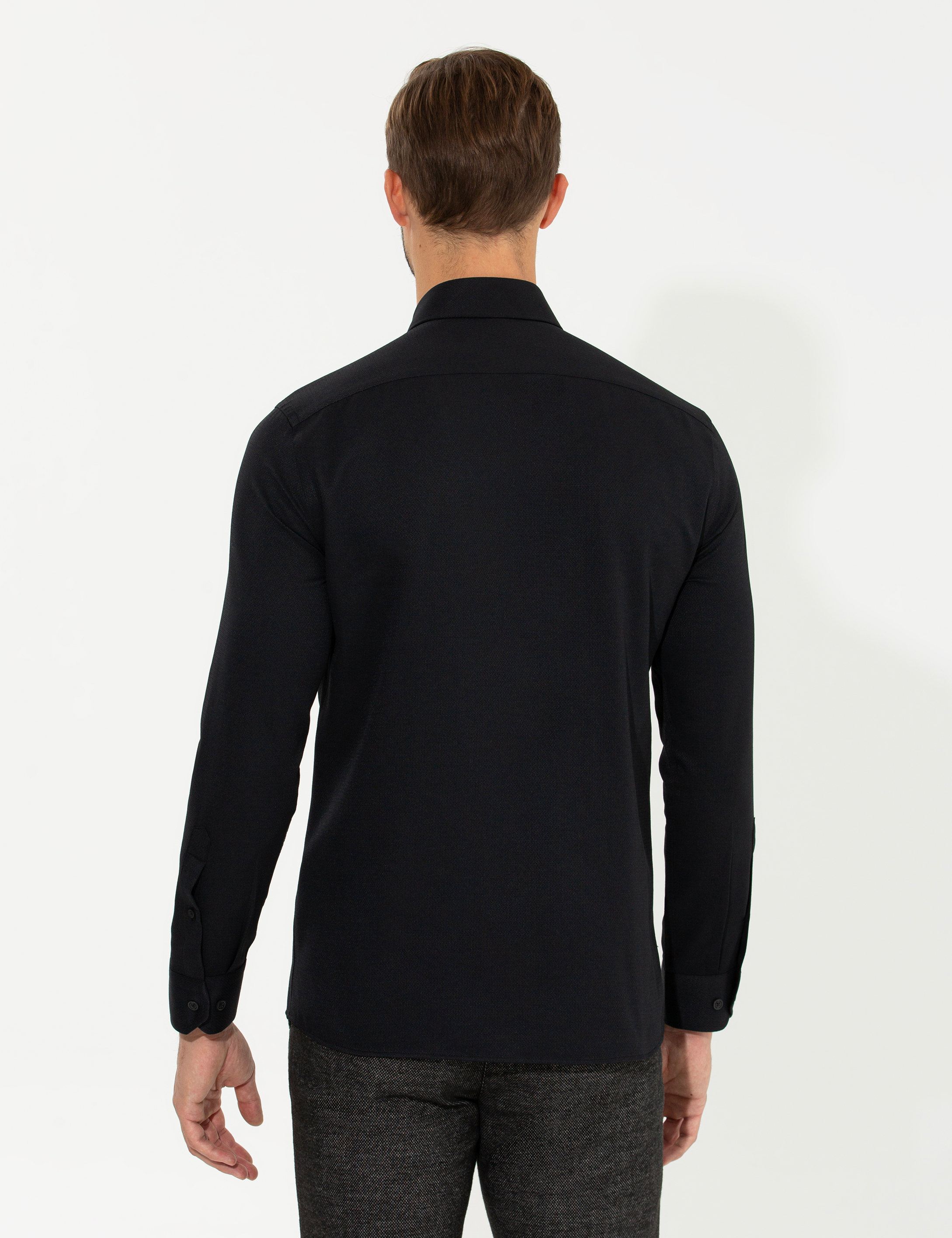 Siyah Slim Fit Uzun Kollu Gömlek