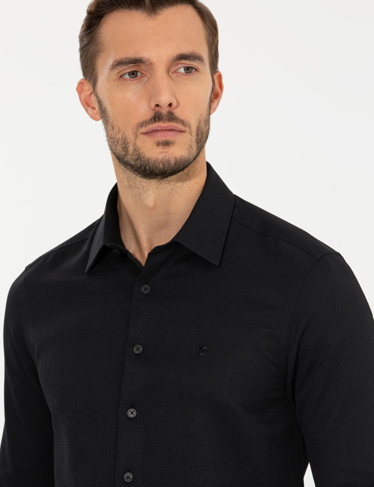 Siyah Slim Fit Uzun Kollu Gömlek - 50259517026