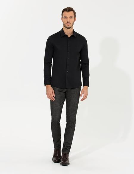 Siyah Slim Fit Uzun Kollu Gömlek - 50259517026