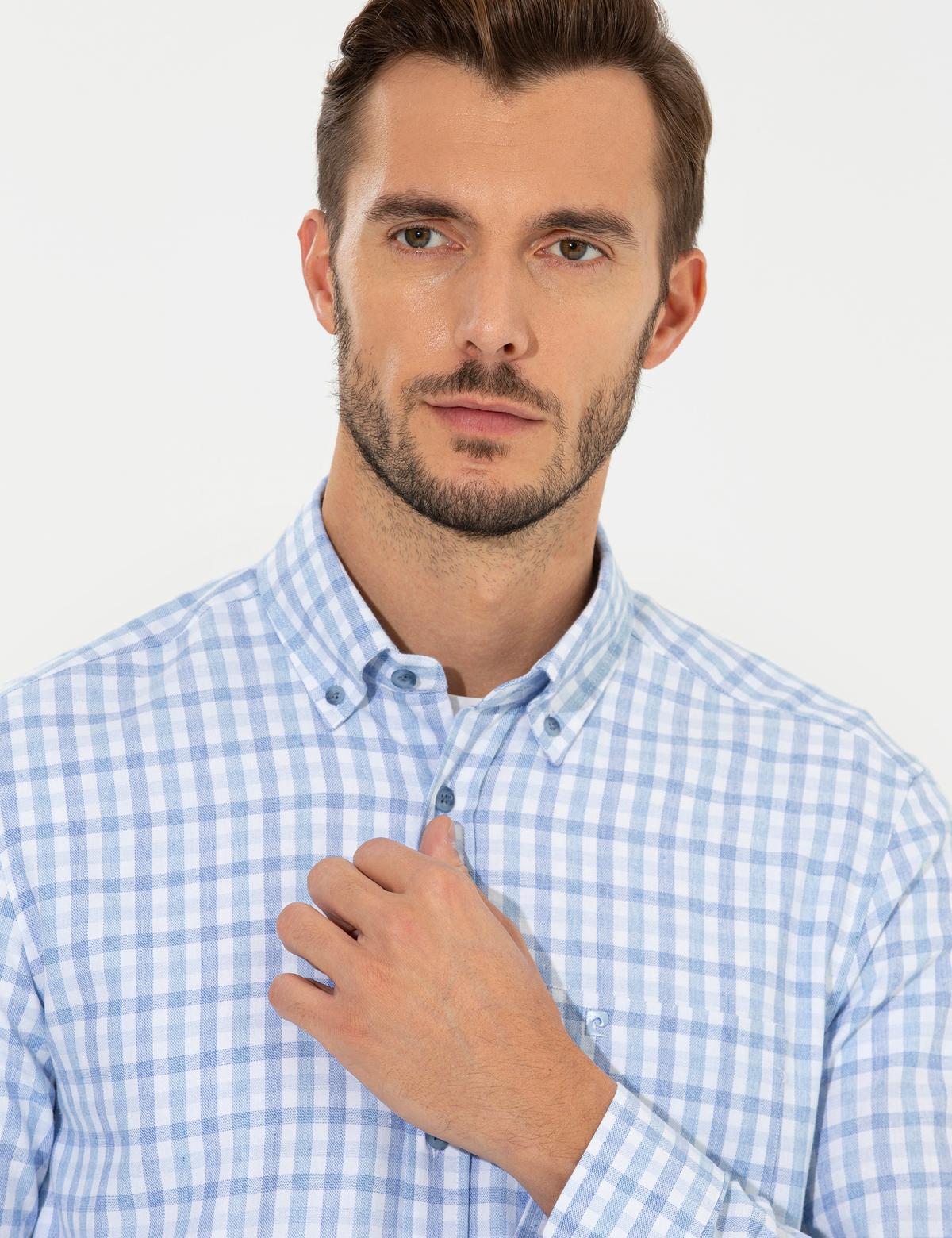 Açık Mavi Regular Fit Uzun Kollu Gömlek - 50262848007