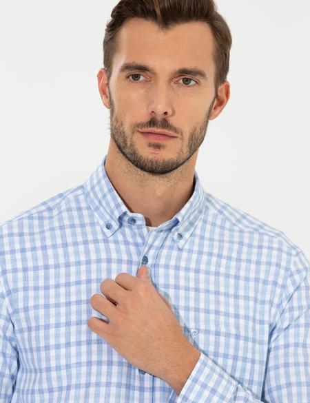 Açık Mavi Regular Fit Uzun Kollu Gömlek - 50262848007