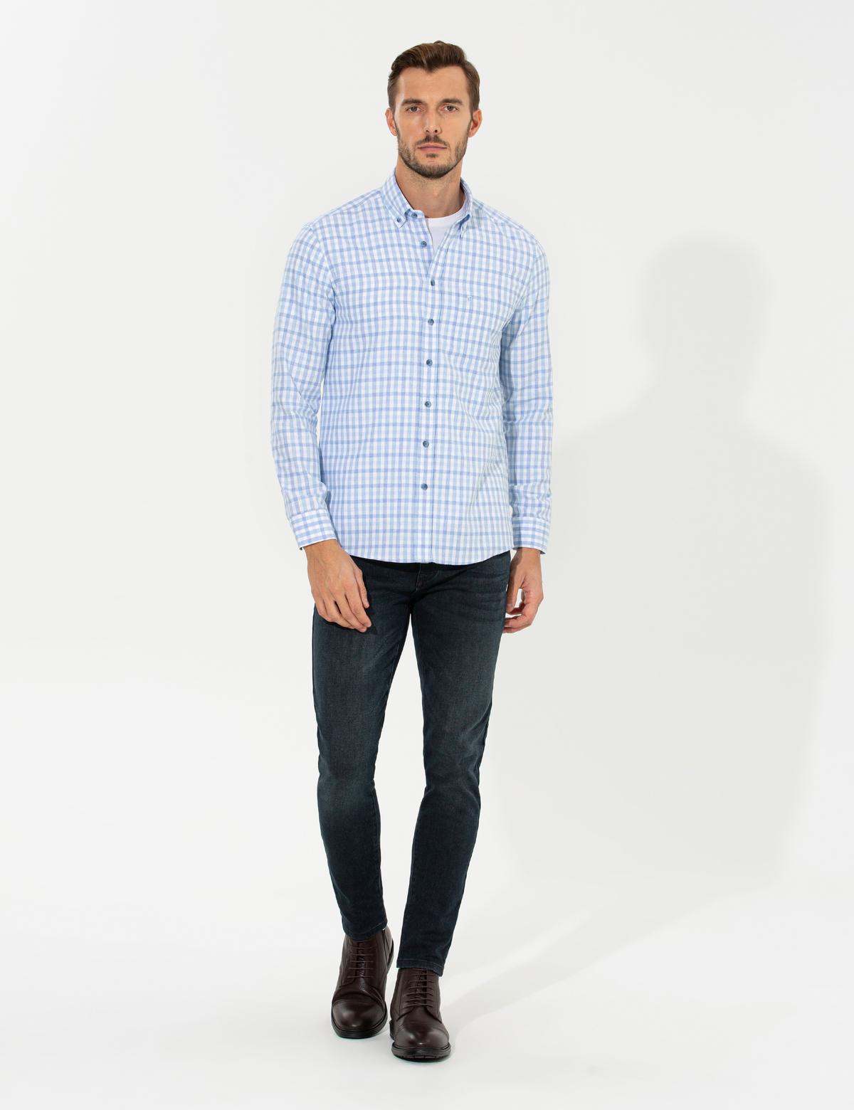 Açık Mavi Regular Fit Uzun Kollu Gömlek - 50262848007