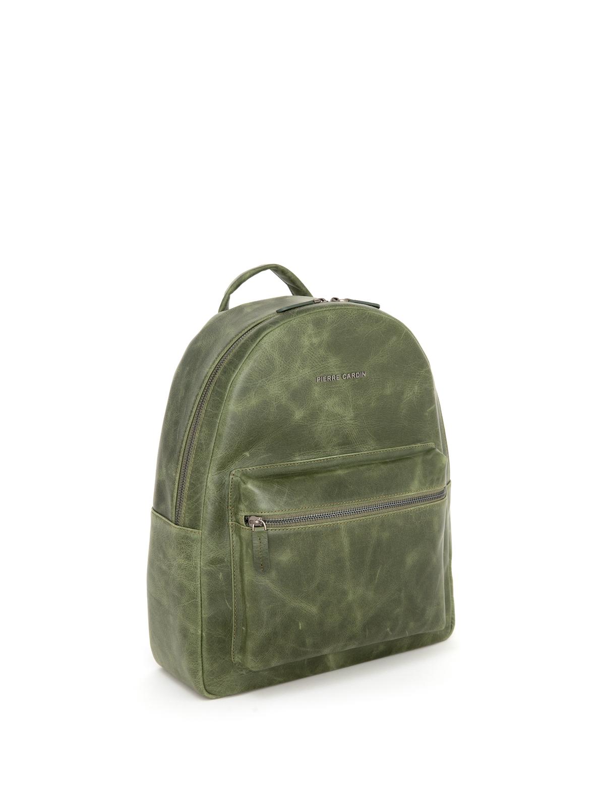 Erkek Yeşil Deri Sırt Çantası - 50266877001