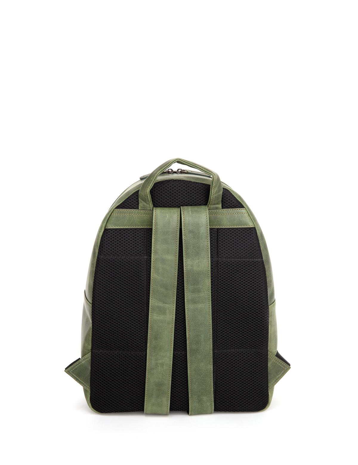 Erkek Yeşil Deri Sırt Çantası - 50266877001