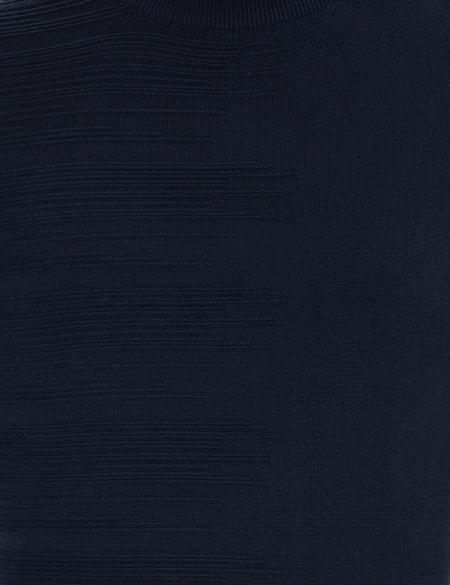 Lacivert Melanj Slim Fit Yarım Balıkçı Yaka Triko Kazak - 50258797043