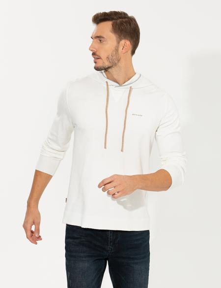 Ekru Slim Fit Kapüşonlu Triko Kazak - 50258823047
