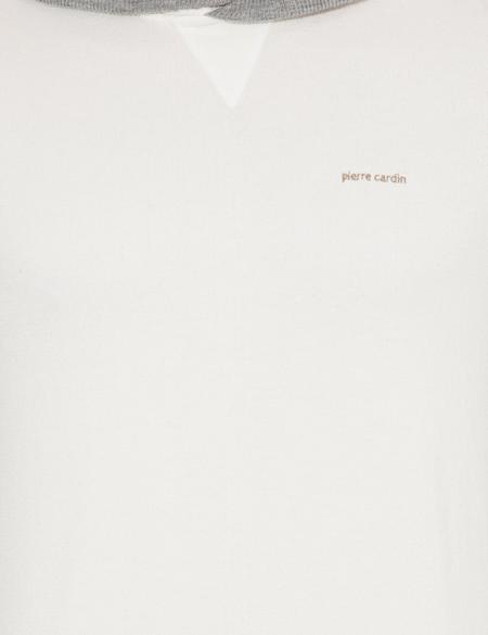 Ekru Slim Fit Kapüşonlu Triko Kazak - 50258823047