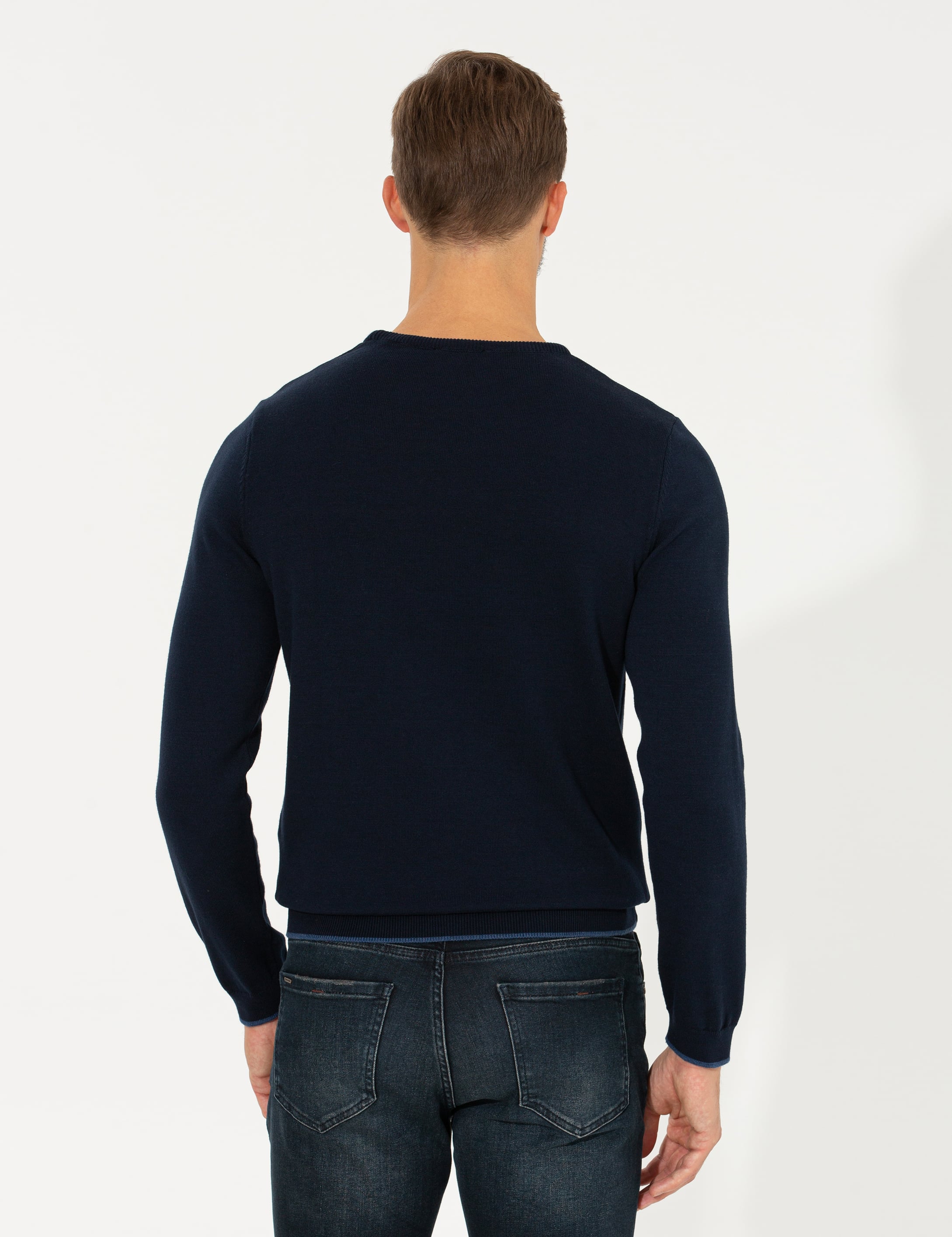 Pierre Cardin Lacivert Slim Fit Bisiklet Yaka Triko Kazak görsel 5