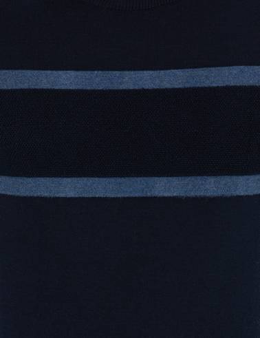 Lacivert Slim Fit Bisiklet Yaka Triko Kazak