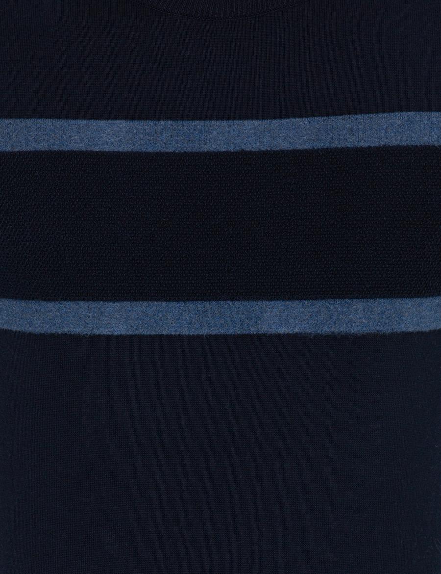 Lacivert Slim Fit Bisiklet Yaka Triko Kazak