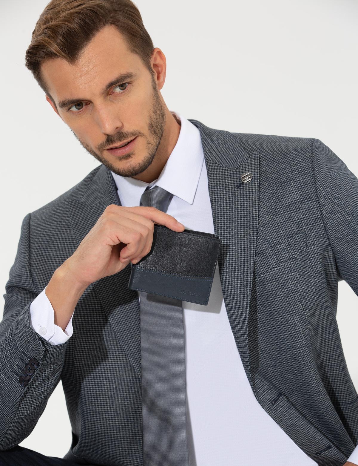 Lacivert Erkek Deri Cüzdan - 50267811002