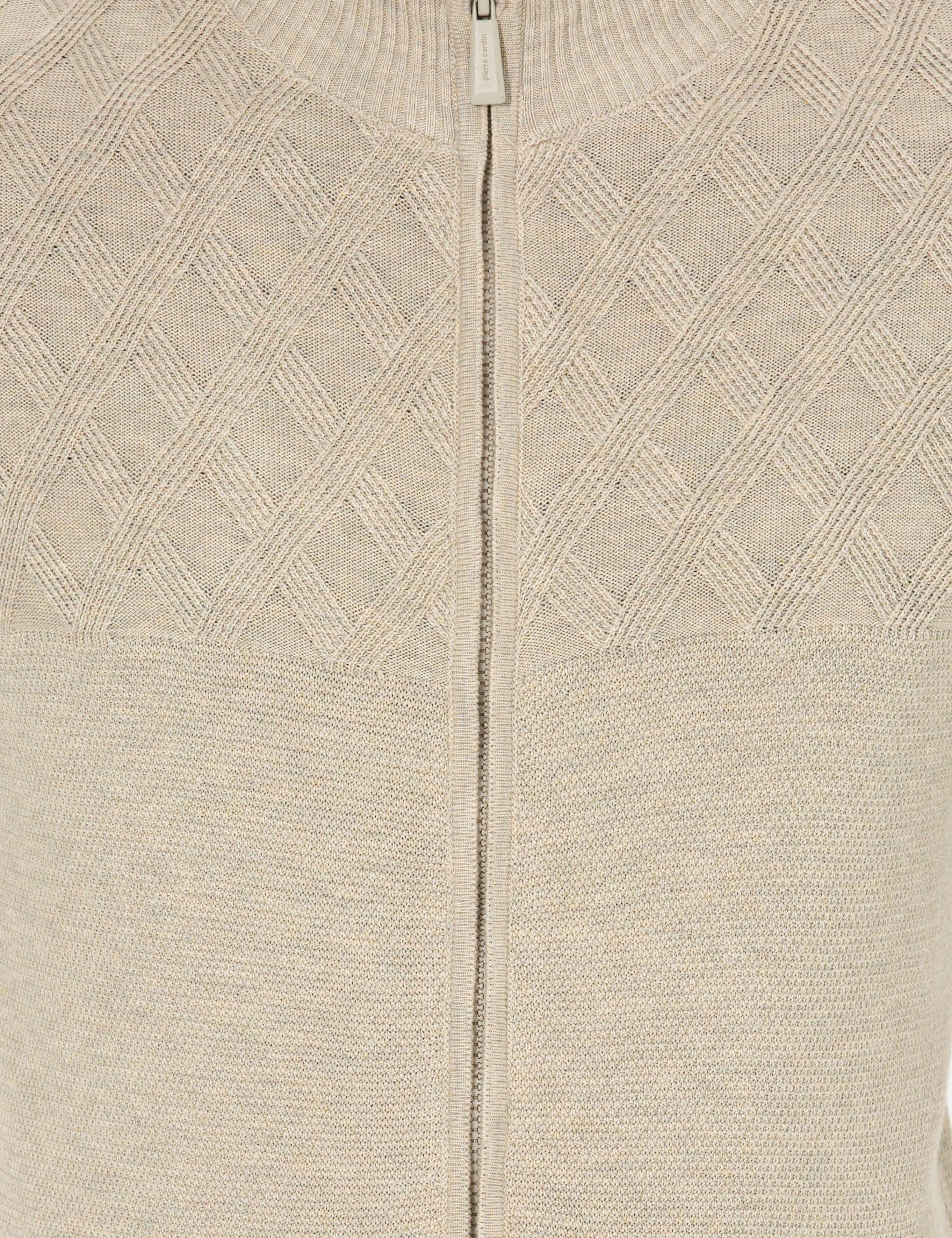 Kum Melanj Slim Fit Fermuarlı Triko Hırka