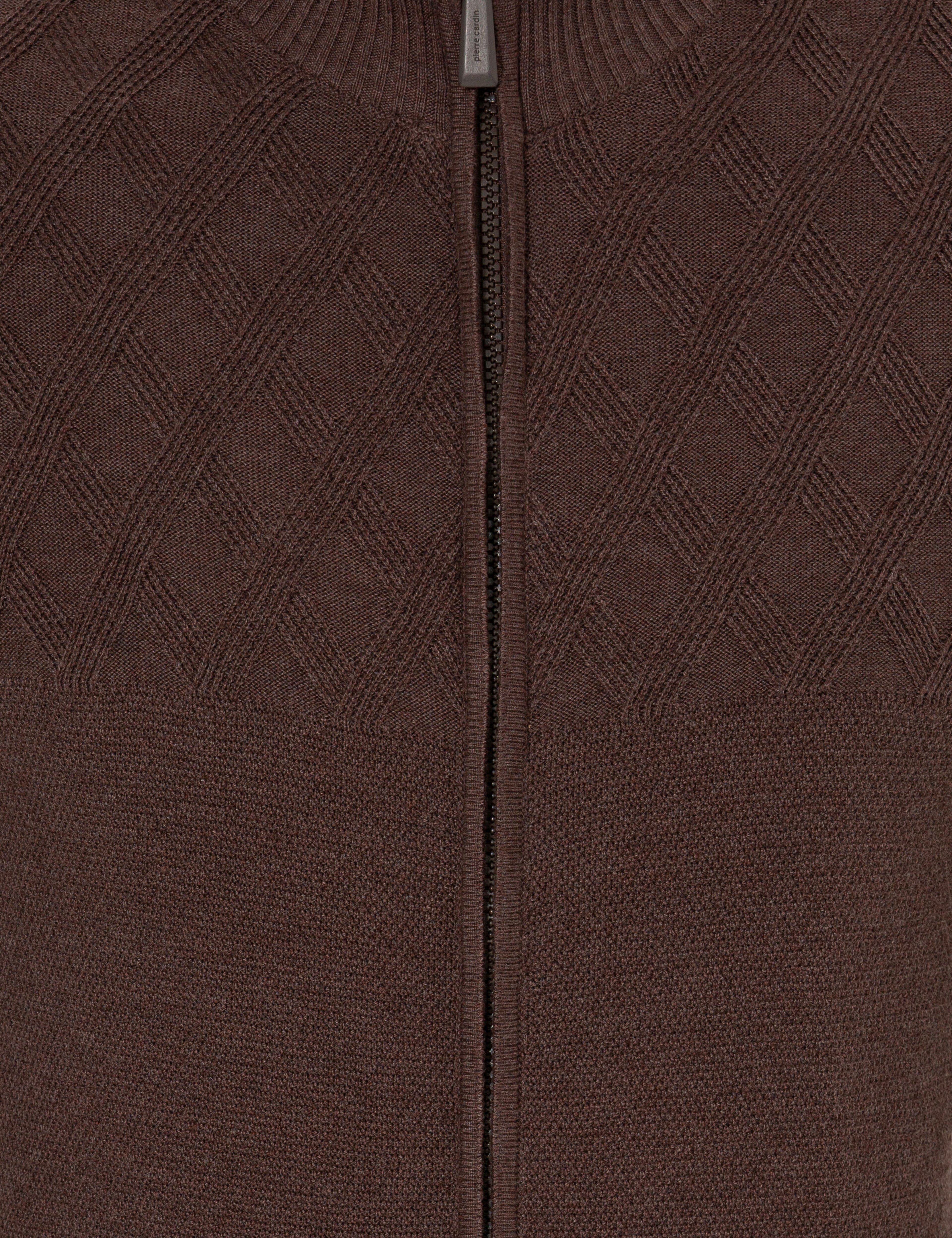 Açık Kahverengi Slim Fit Fermuarlı Triko Hırka - Image 6