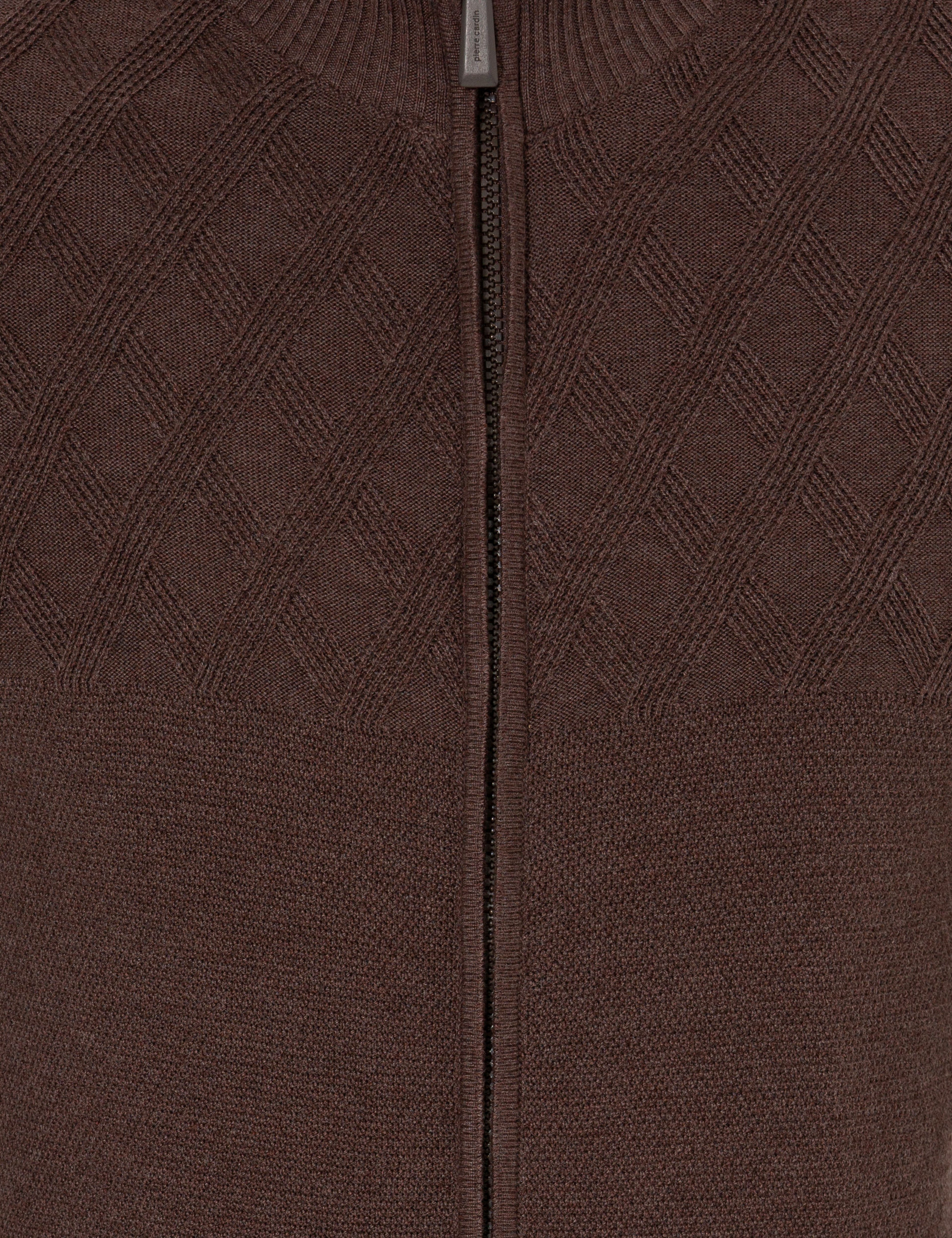 Açık Kahverengi Slim Fit Fermuarlı Triko Hırka