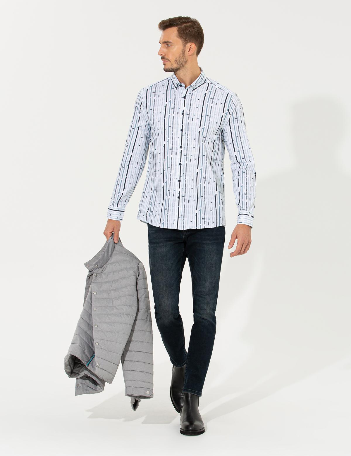 Lacivert Regular Fit Uzun Kollu Gömlek