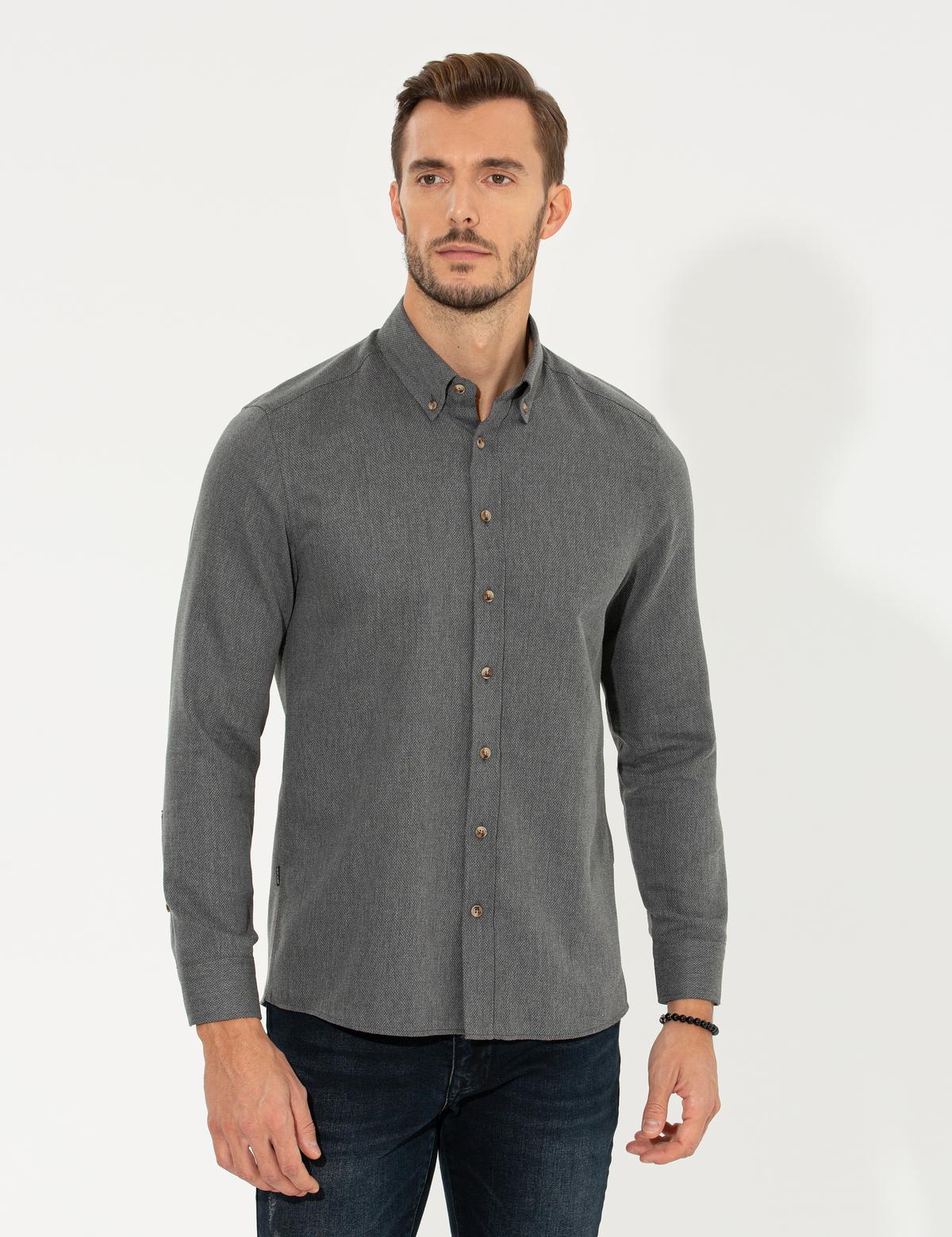 Siyah Slim Fit Uzun Kollu Gömlek - 50261304024